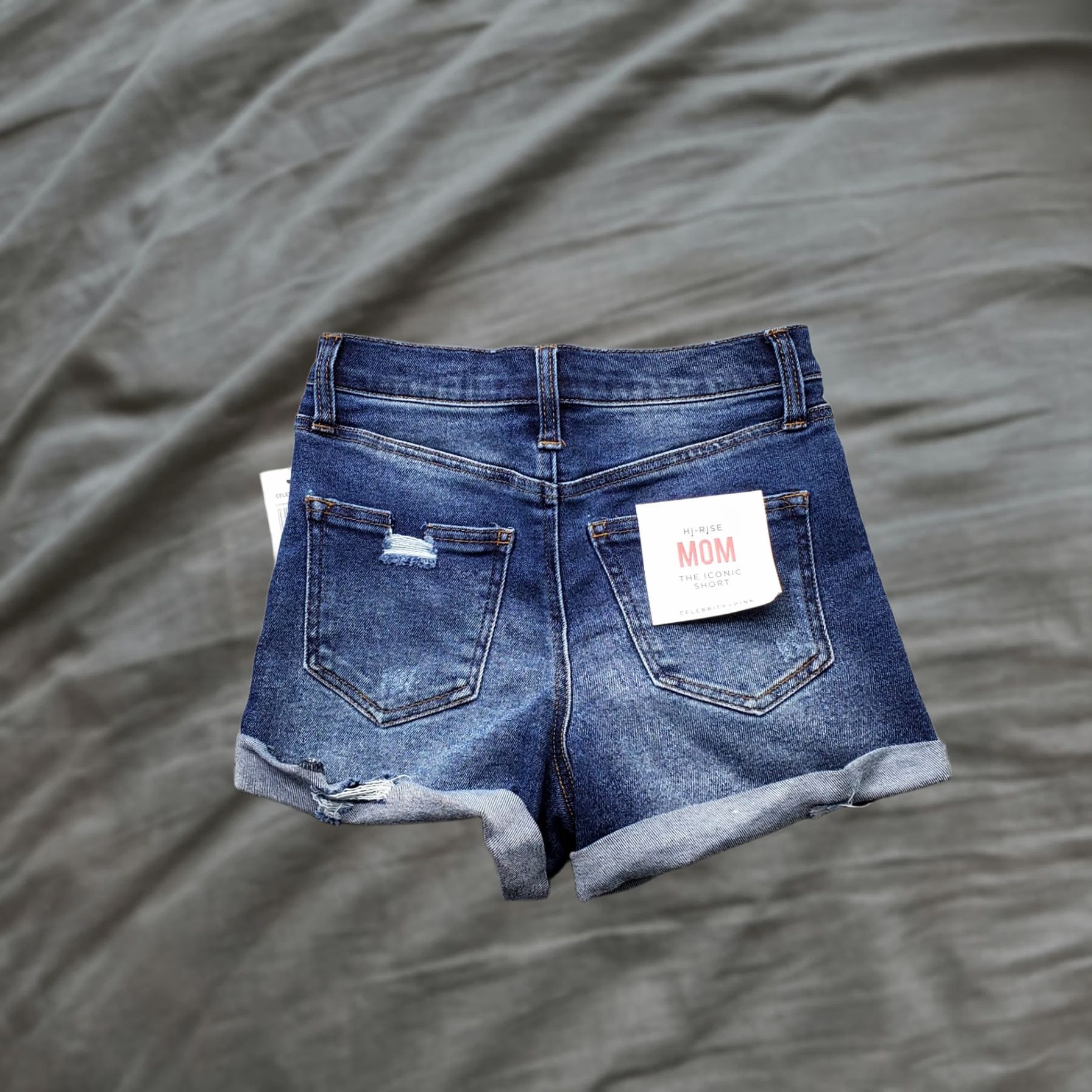 Vintage Celebrity Pink Iconic Womens 1/25 Blue High Rise Distressed Cuffed Mom Shorts, 2.25 Inseam, Denim, Pocket, 5-Pocket, Size 1, NWT, Summer Womens Shorts Size 25" / US 0 / IT 36 - 1 Thumbnail