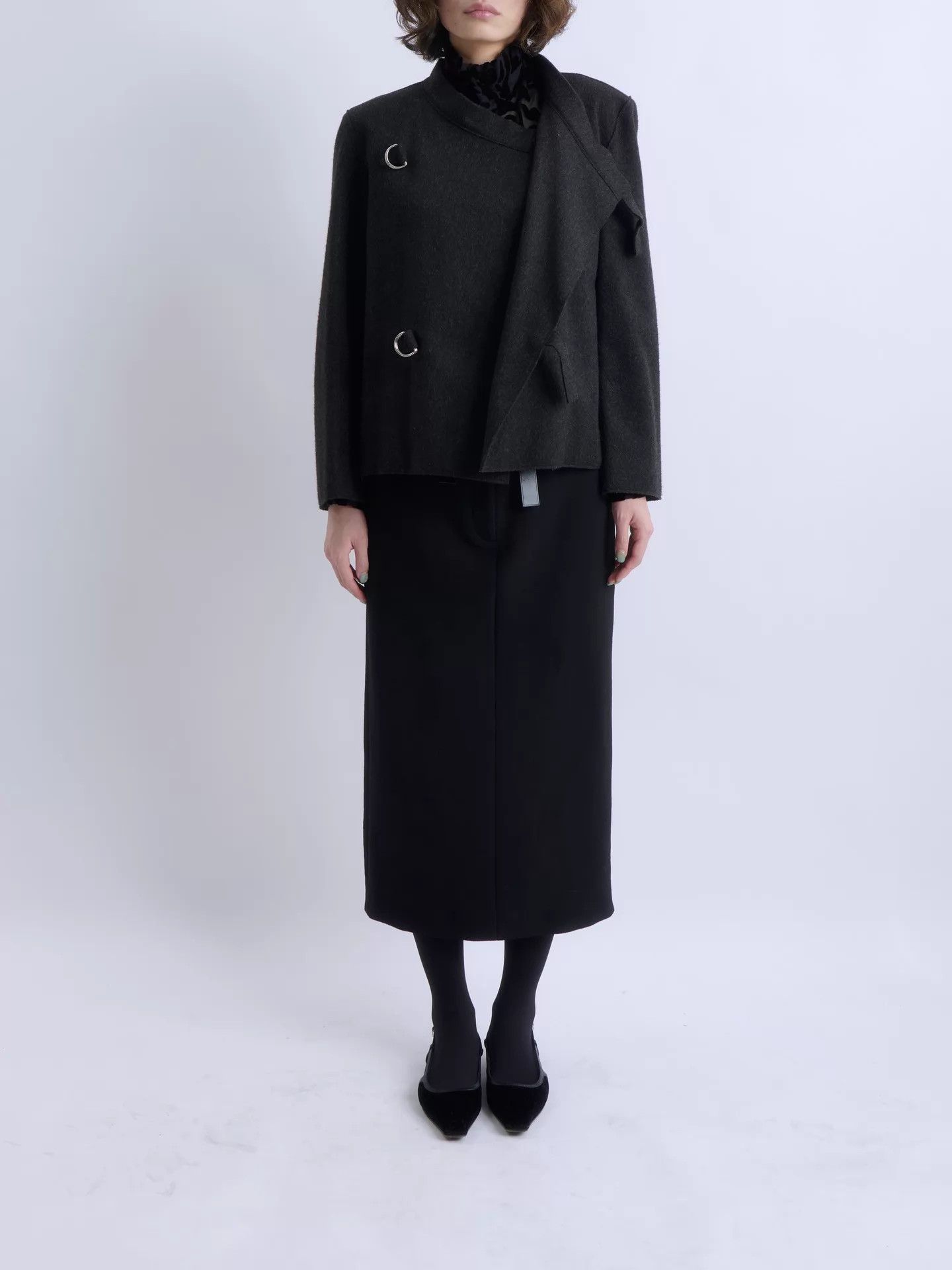 Jil Sander JIL SANDER Asymmetric Wool-Cashmere Short German Short Jkt Size XS / US 0-2 / IT 36-38 - 6 Thumbnail