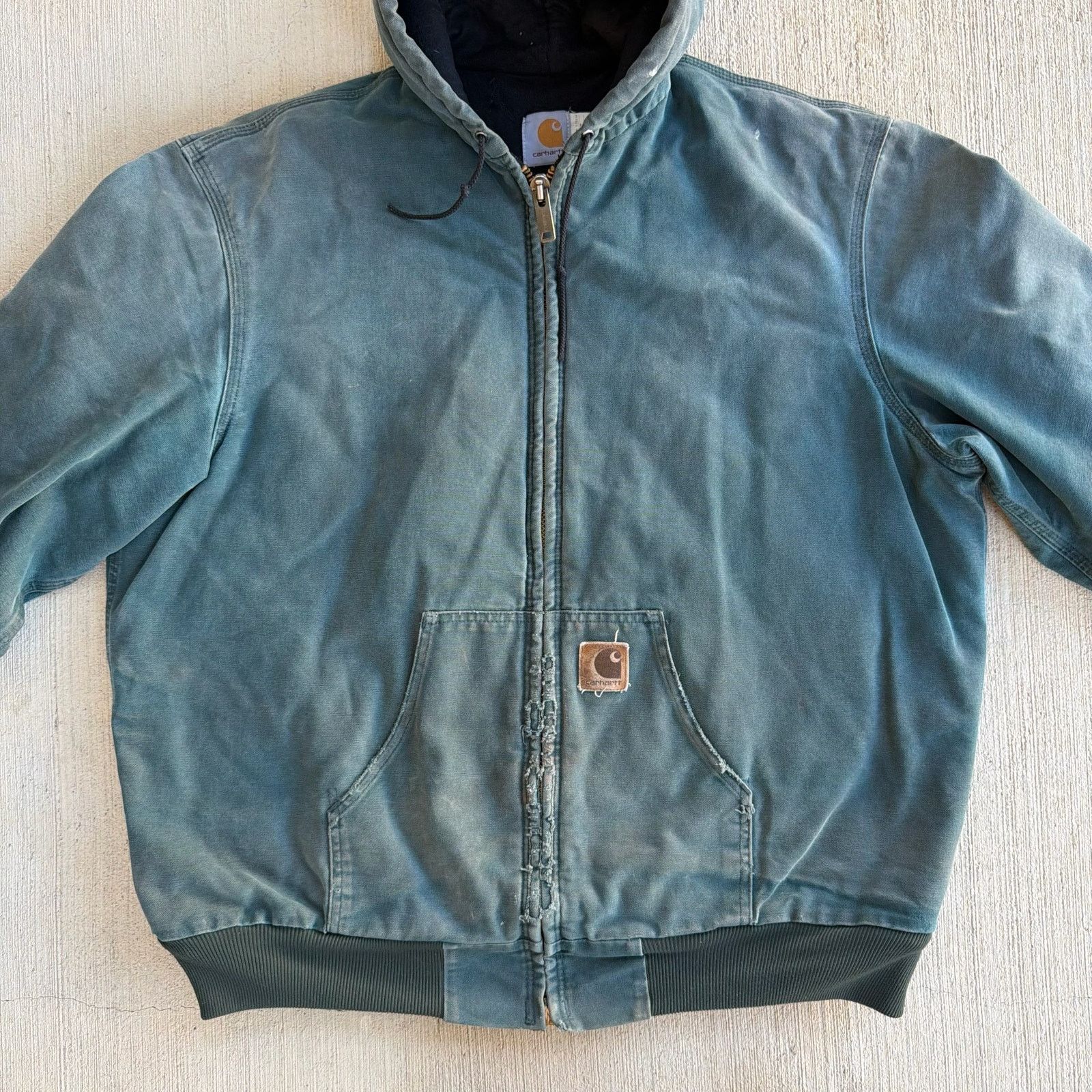 Carhartt × Vintage Carhartt J68 HTG faded green hooded work wear jacket Size US XL / EU 56 / 4 - 2 Thumbnail