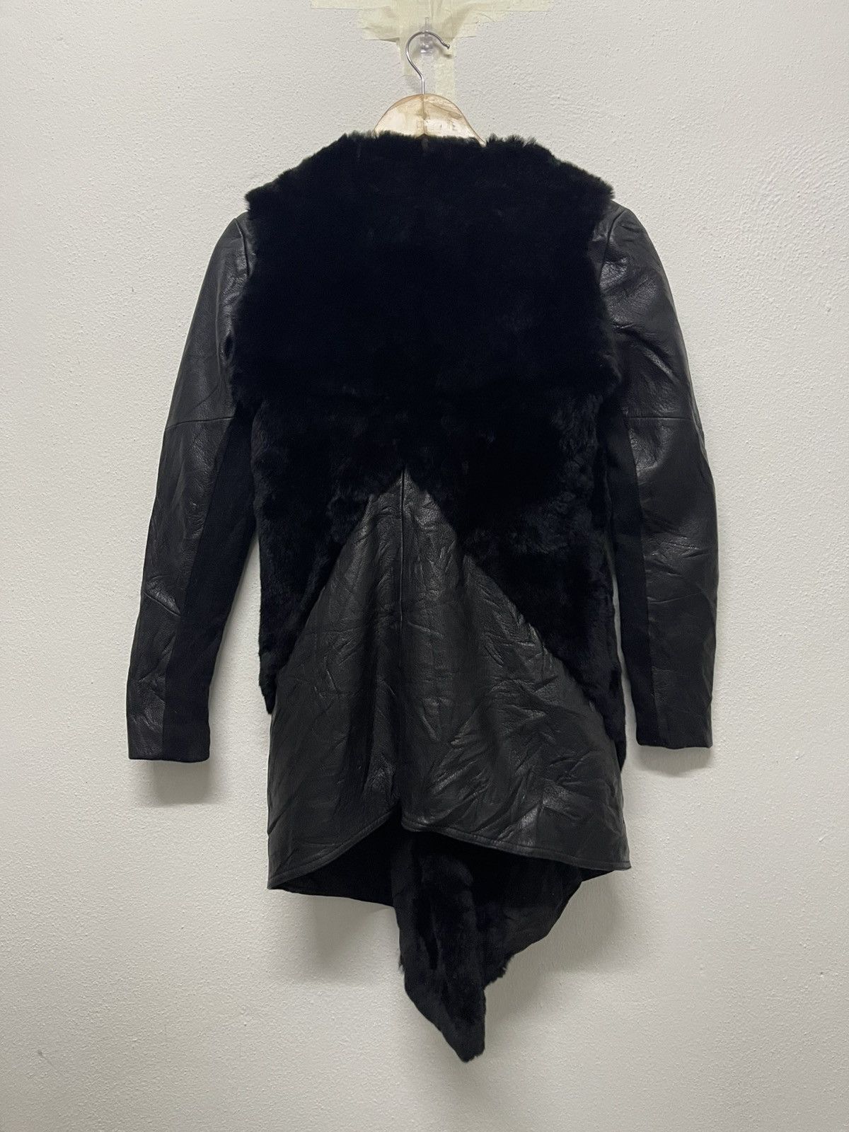 Helmut Lang HELMUT LANG GOAT LEATHER MIX FUR RABBIT JACKET ASYMMETRICAL Size S / US 4 / IT 40 - 2 Thumbnail