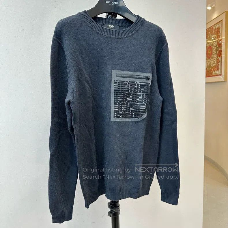 Fendi Fendi Deep Gray Solid Color Crew Neck Long Sleeve Sweater Size US M / EU 48-50 / 2 - 2 Thumbnail
