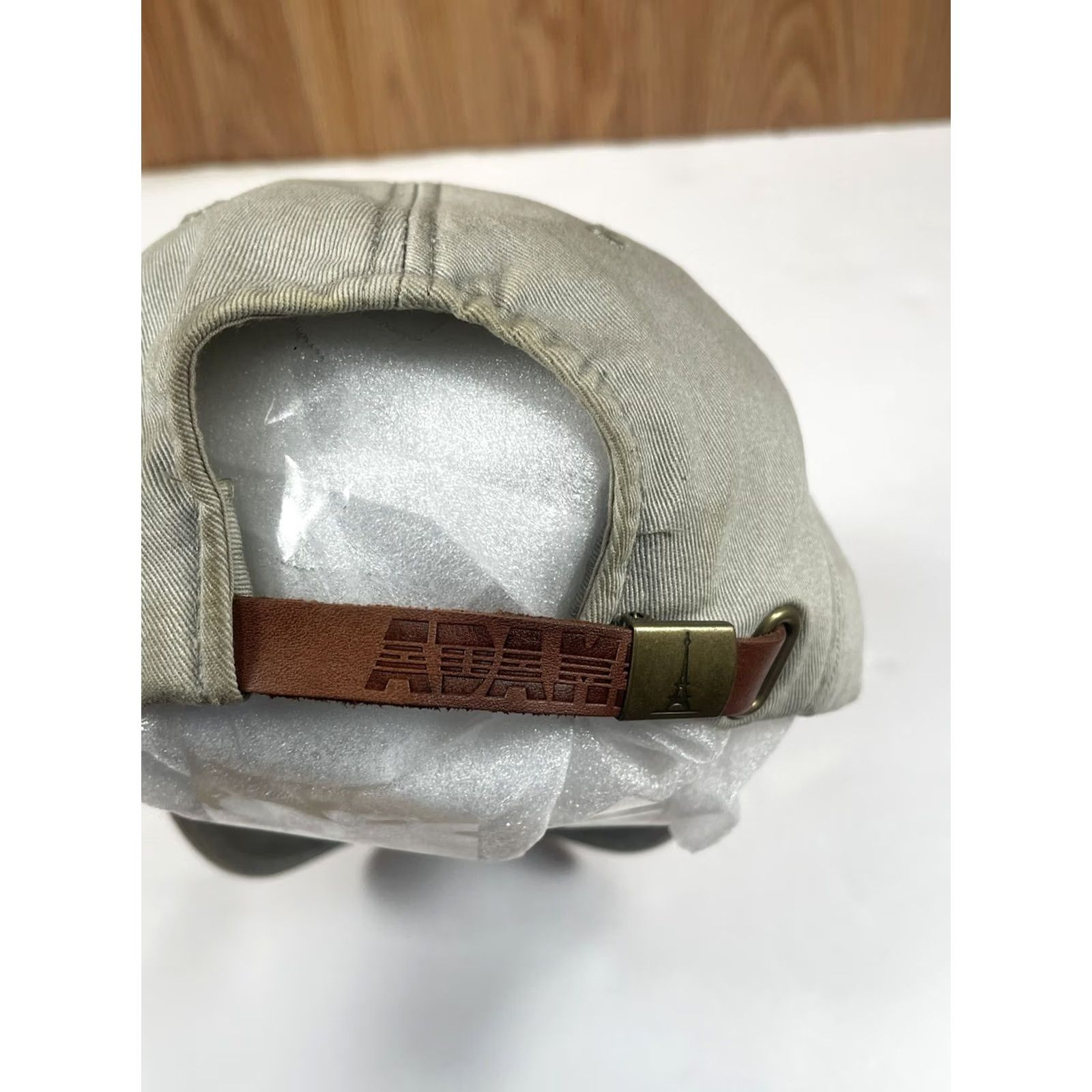 Vintage Adams Building Contractors ABC Leather StrapBack Hat Cap Adjustable Beige Adams Size ONE SIZE - 7 Thumbnail