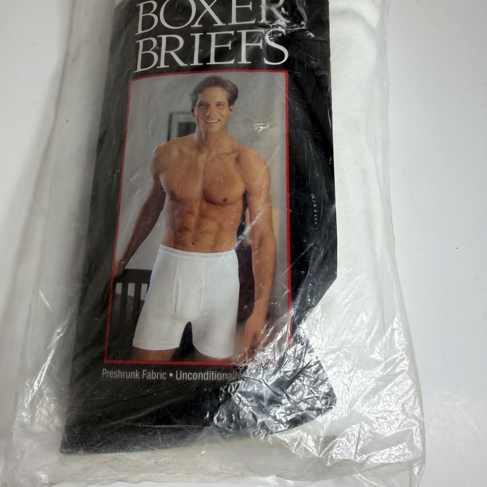 Hanes VINTAGE Hanes Men Boxer Briefs Underwear 2 Pack L White Cotton Large MensREAD Size 42R - 3 Thumbnail