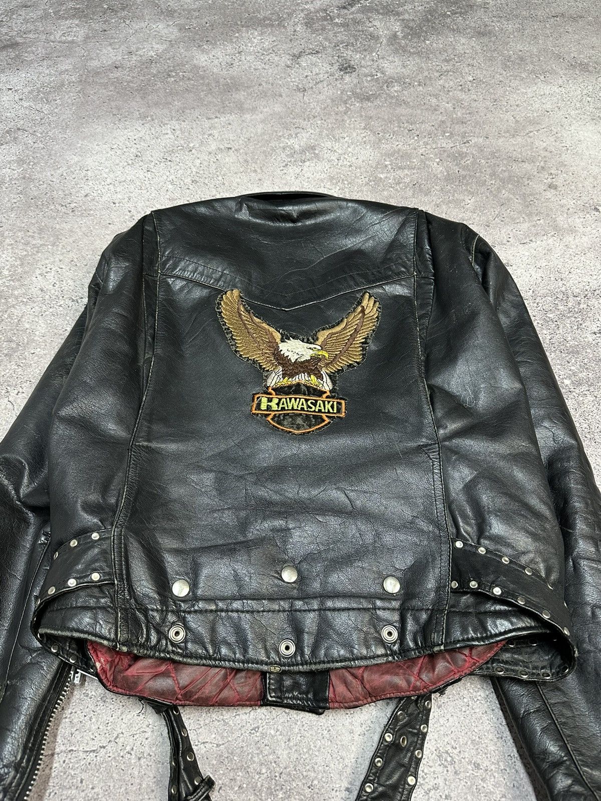 Vintage Vintage Kawasaki Leather Jacket Bomber Distressed 80’s Rare Size US M / EU 48-50 / 2 - 7 Thumbnail