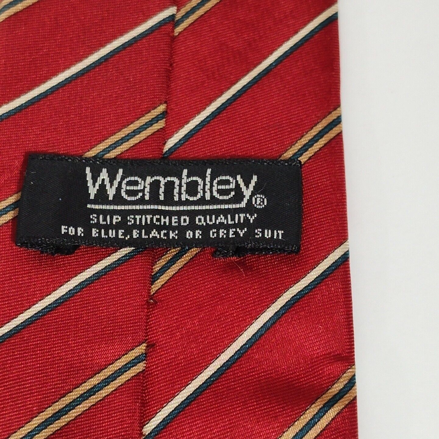 Other Vintage 60s 70s Wembley Red Stripe Men Slim Tie Necktie Work Size ONE SIZE - 5 Thumbnail