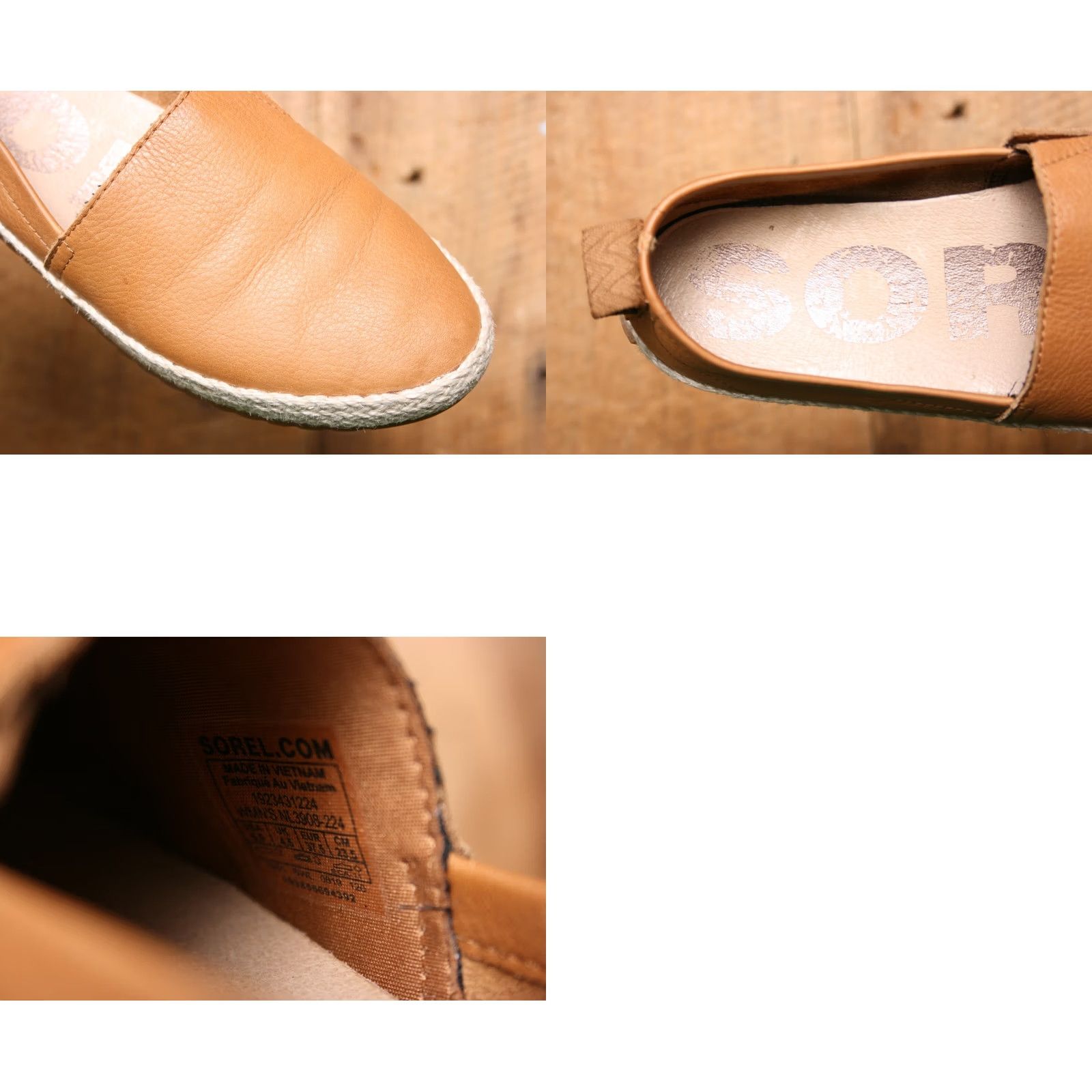 SOREL SOREL Ella Caramel Brown Leather Espadrille Loafers Sz. 6.5 Women Flat Slip On Jute Wrapped Upper Leather Style Loafer 37.5 Shp Brown Womens Size US 7 / IT 37 - 8 Thumbnail