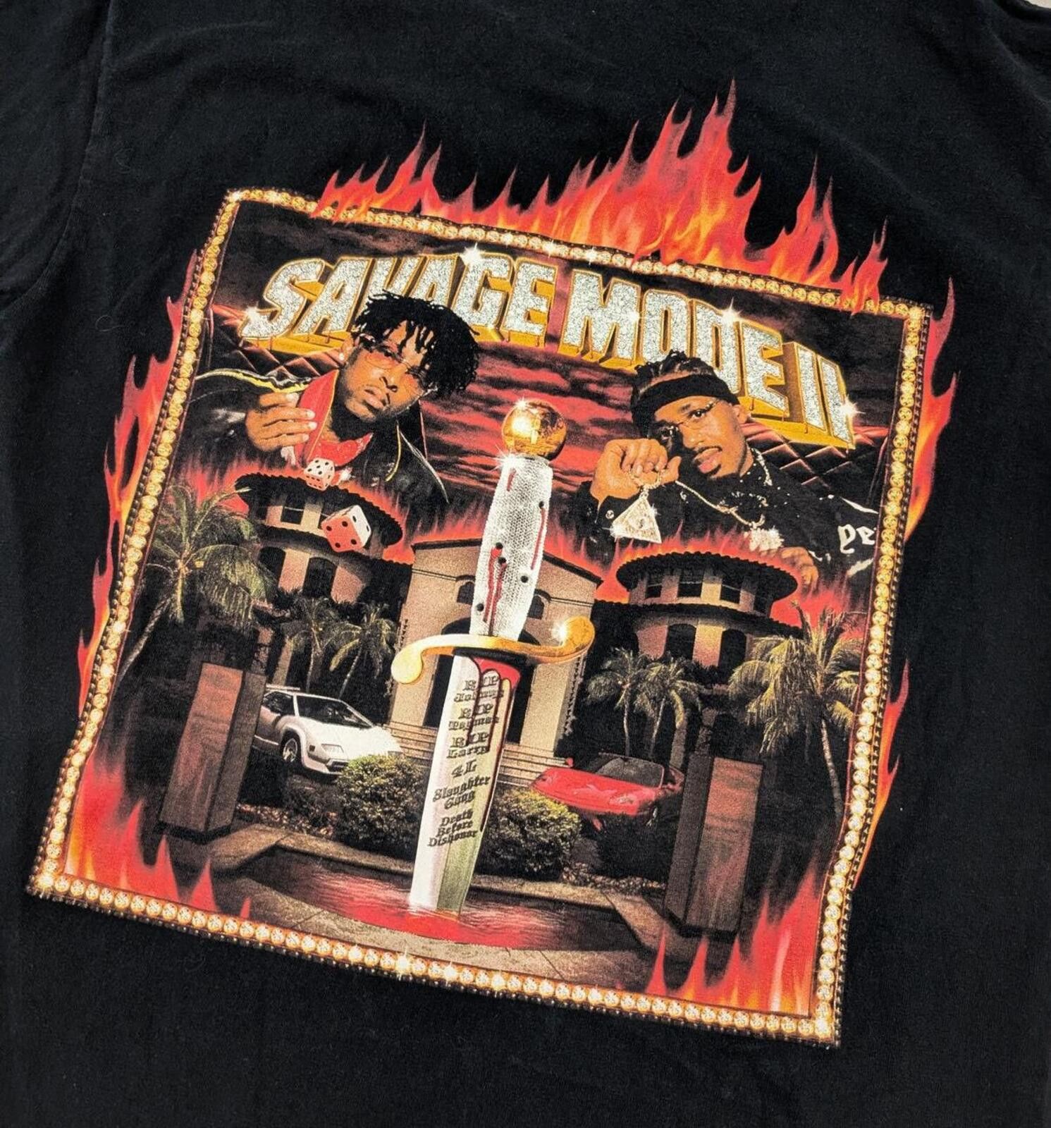 October's Very Own 21 Savage and Metro Boomin Savage Mode 2 Album promo T-shirt Size US M / EU 48-50 / 2 - 2 Thumbnail