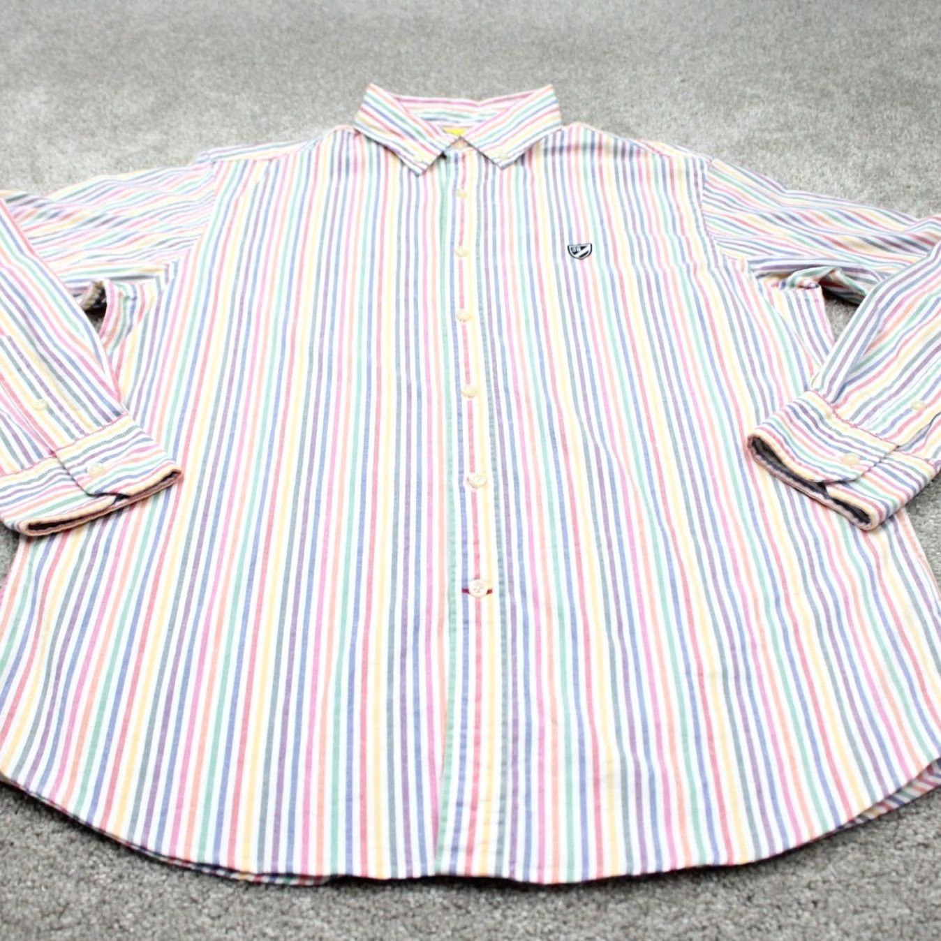 Cremieux Cremieux Classics Shirt Mens Large Blue/Red/Green Slim Fit Stretch Oxford L/S Size US L / EU 52-54 / 3 - 3 Thumbnail