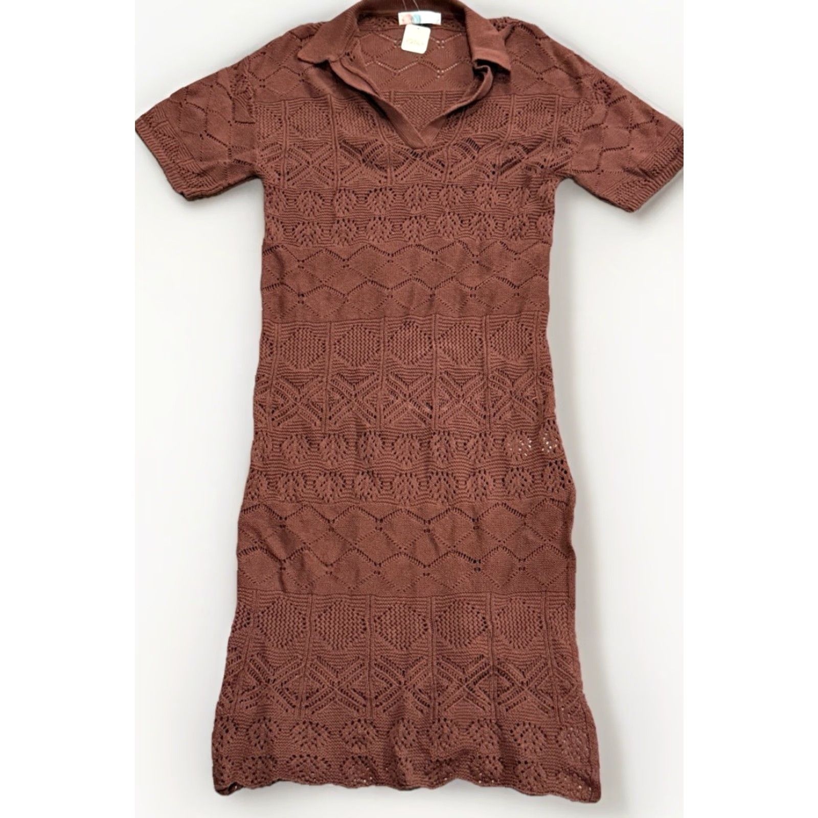 Free People VINTAGE Free People Beach Islamorada Maxi Crochet Dress Women Large Brown Cotton Summer Size L / US 10 / IT 46 - 3 Thumbnail