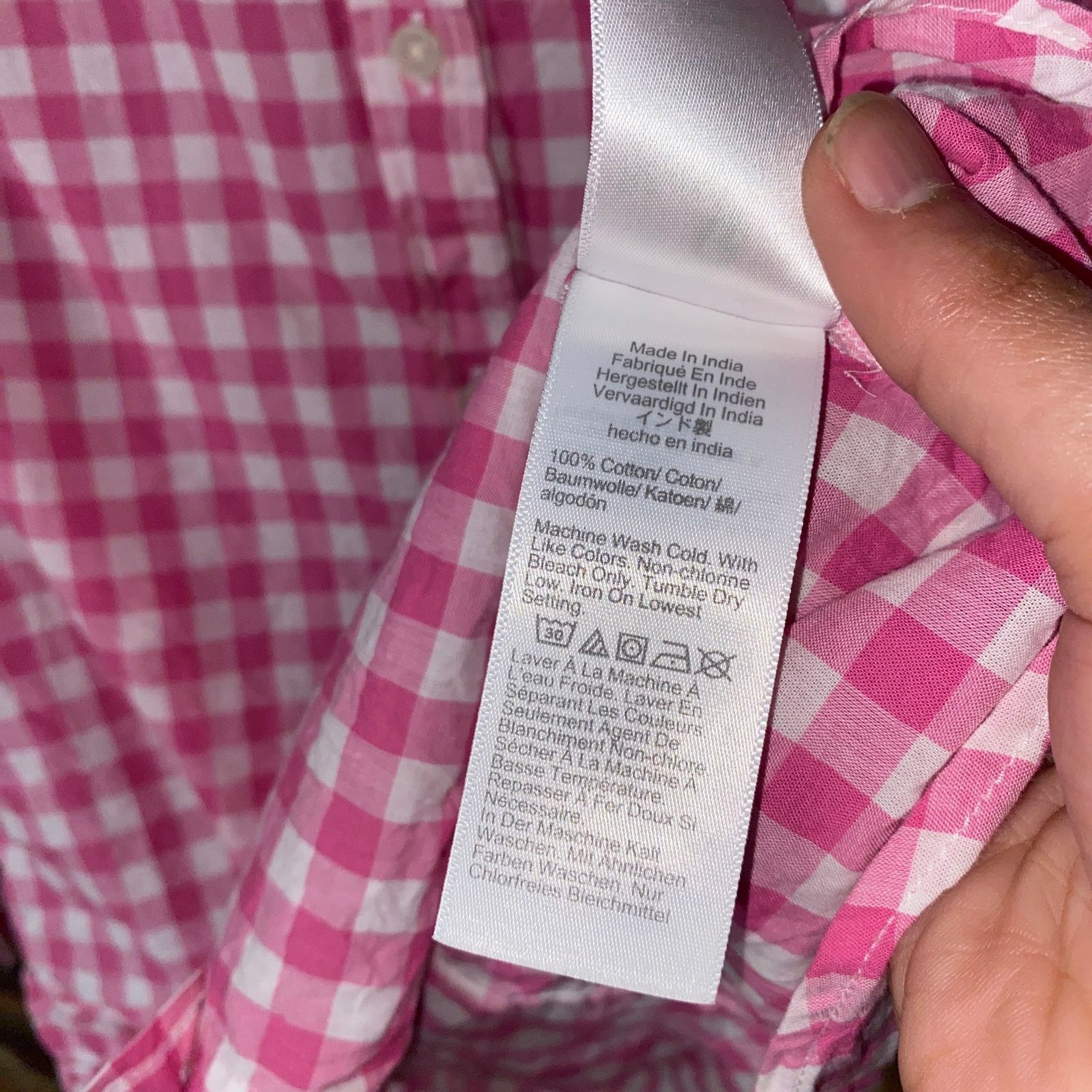 J.Crew J. Crew Pink Gingham Plaid Cotton Button Down Shirt Medium Size M / US 6-8 / IT 42-44 - 6 Thumbnail