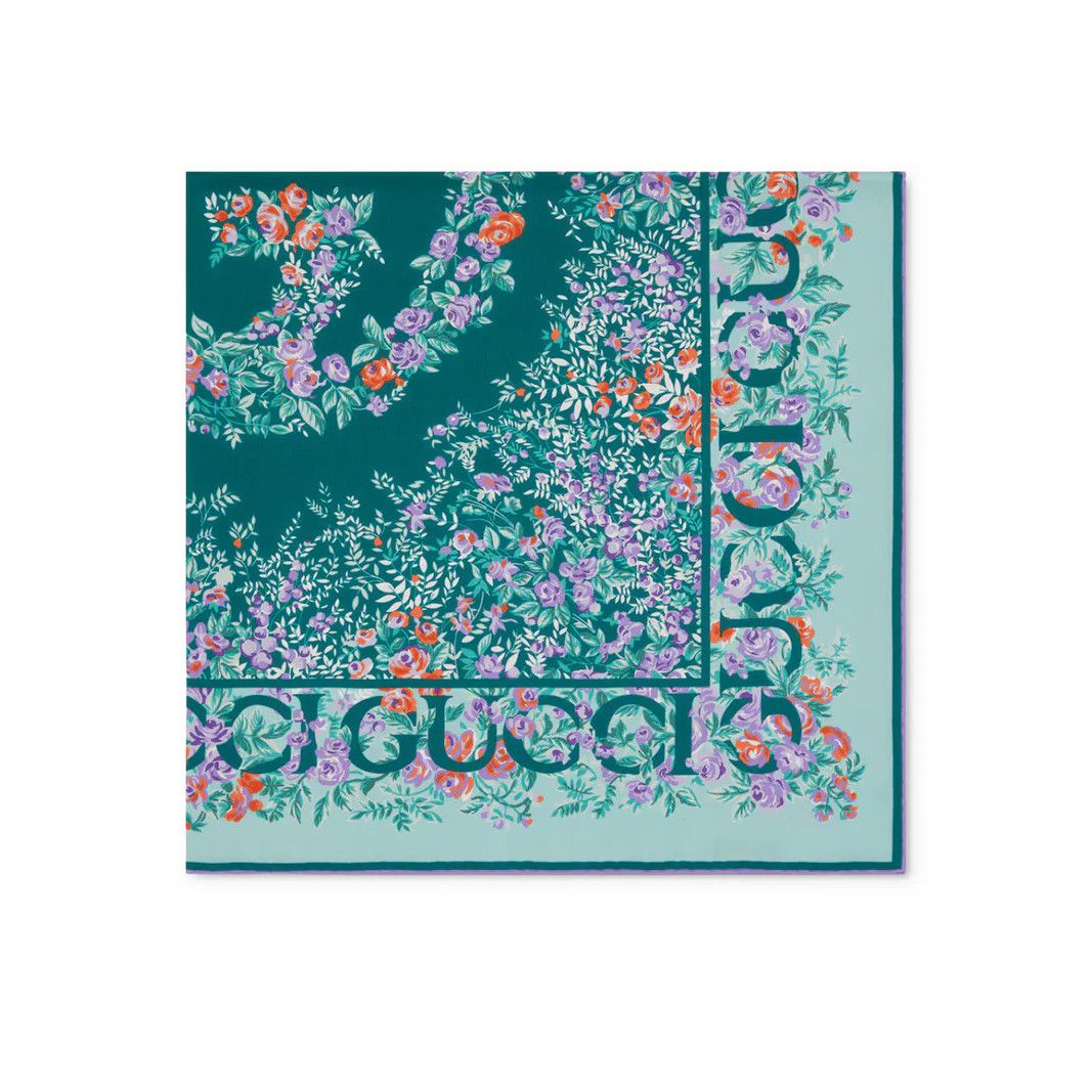Gucci GUCCI Blue Silk Scarf New & Authentic Size ONE SIZE - 2 Thumbnail