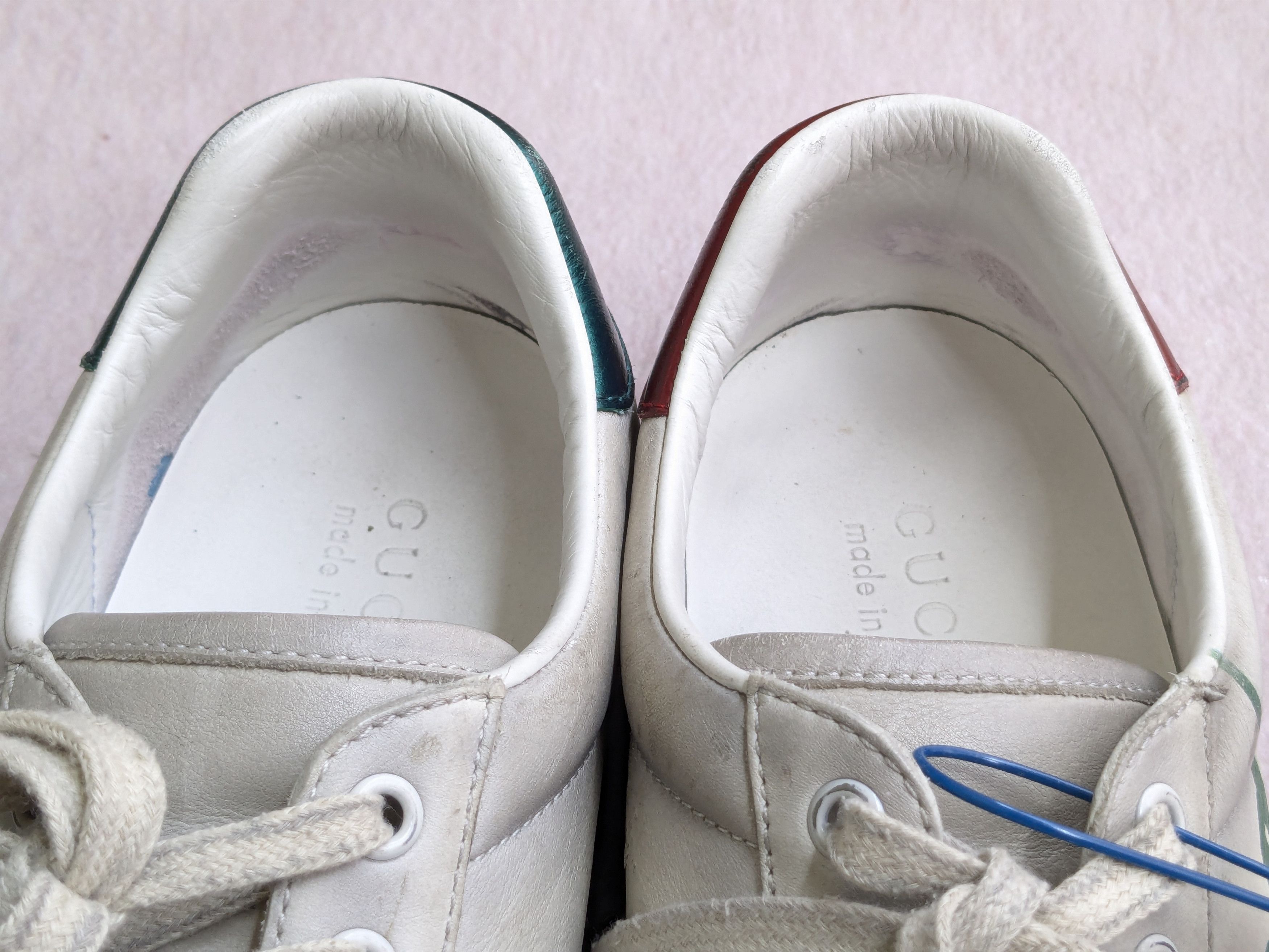 Gucci Gucci Ace Sneakers White 8.5 Distressed Low Tops Leather Size US 8.5 / EU 41-42 - 4 Thumbnail