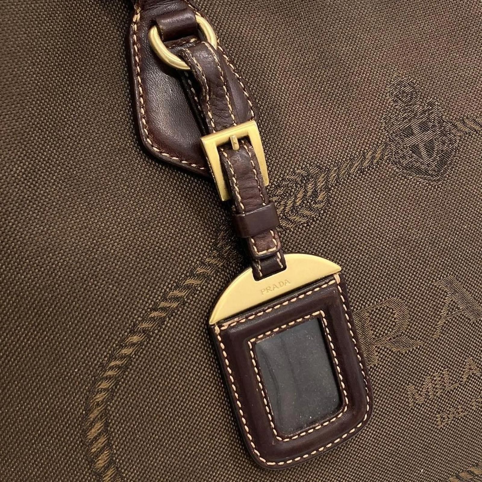 Prada Prada - Brown Canvas Leather Tote Bag Size ONE SIZE - 9 Thumbnail