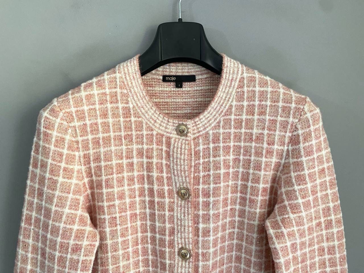 Maje Maje Women's Tweed-Style Pink Wool / Mohair Knit Cardigan, S Size S / US 4 / IT 40 - 4 Thumbnail