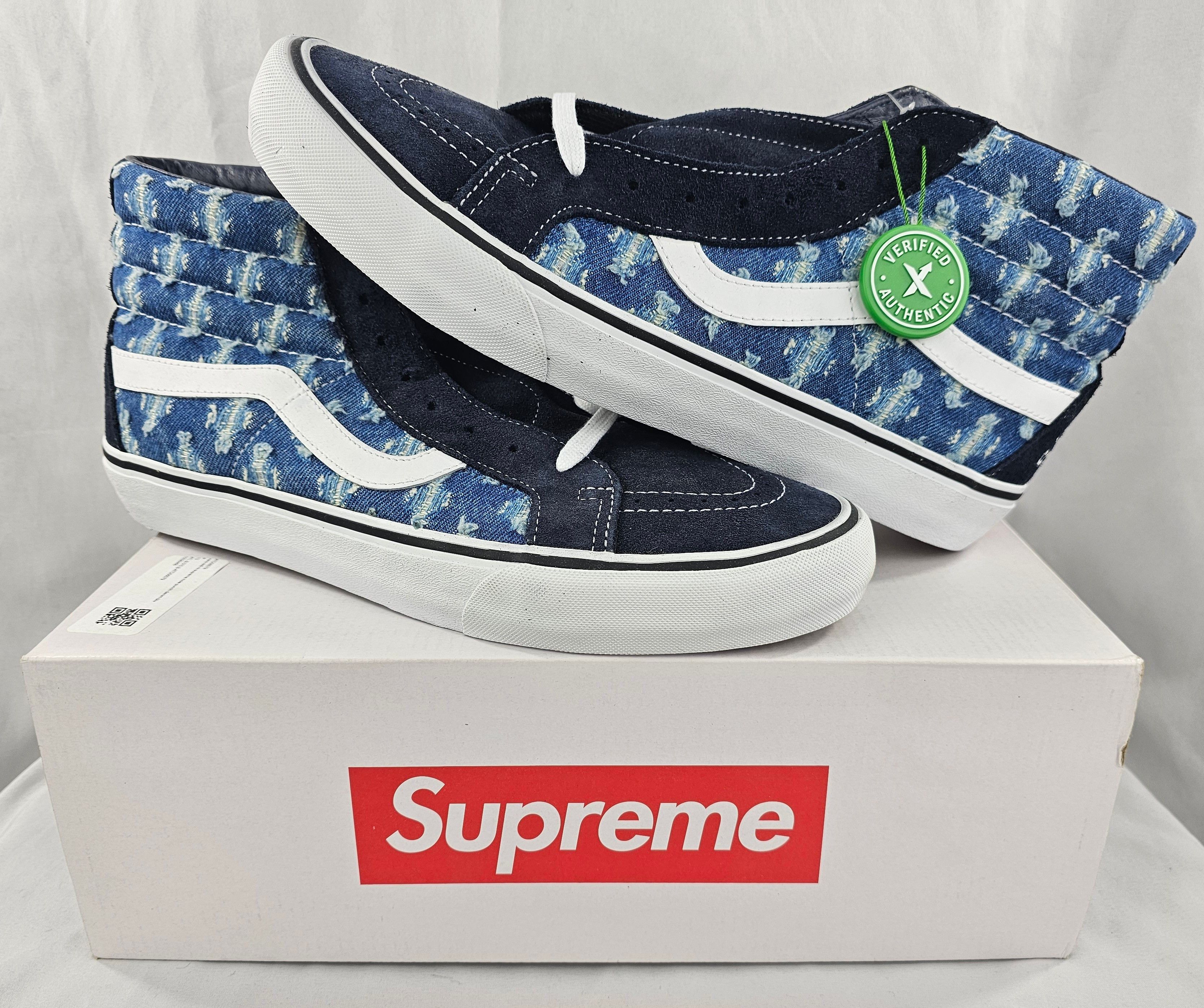 Supreme x VANS Sk8 - High Blue Hole Punch Denim Men's NEW
