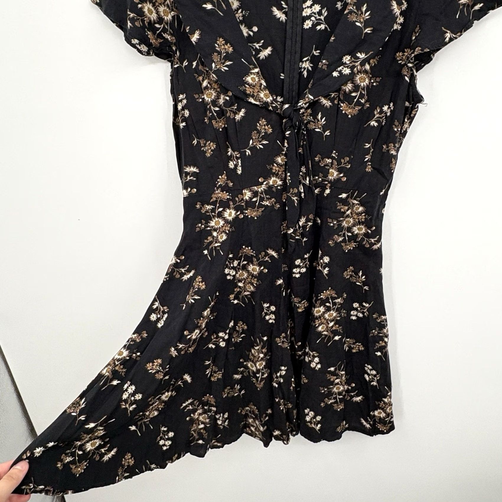 Ralph Lauren VINTAGE Denim Supply Ralph Lauren Dress Short Sleeve V-Neck Pullover Floral 90s Bohemian Gothic Grunge Fit & Flare Women 4 Black Size S / US 4 / IT 40 - 5 Thumbnail