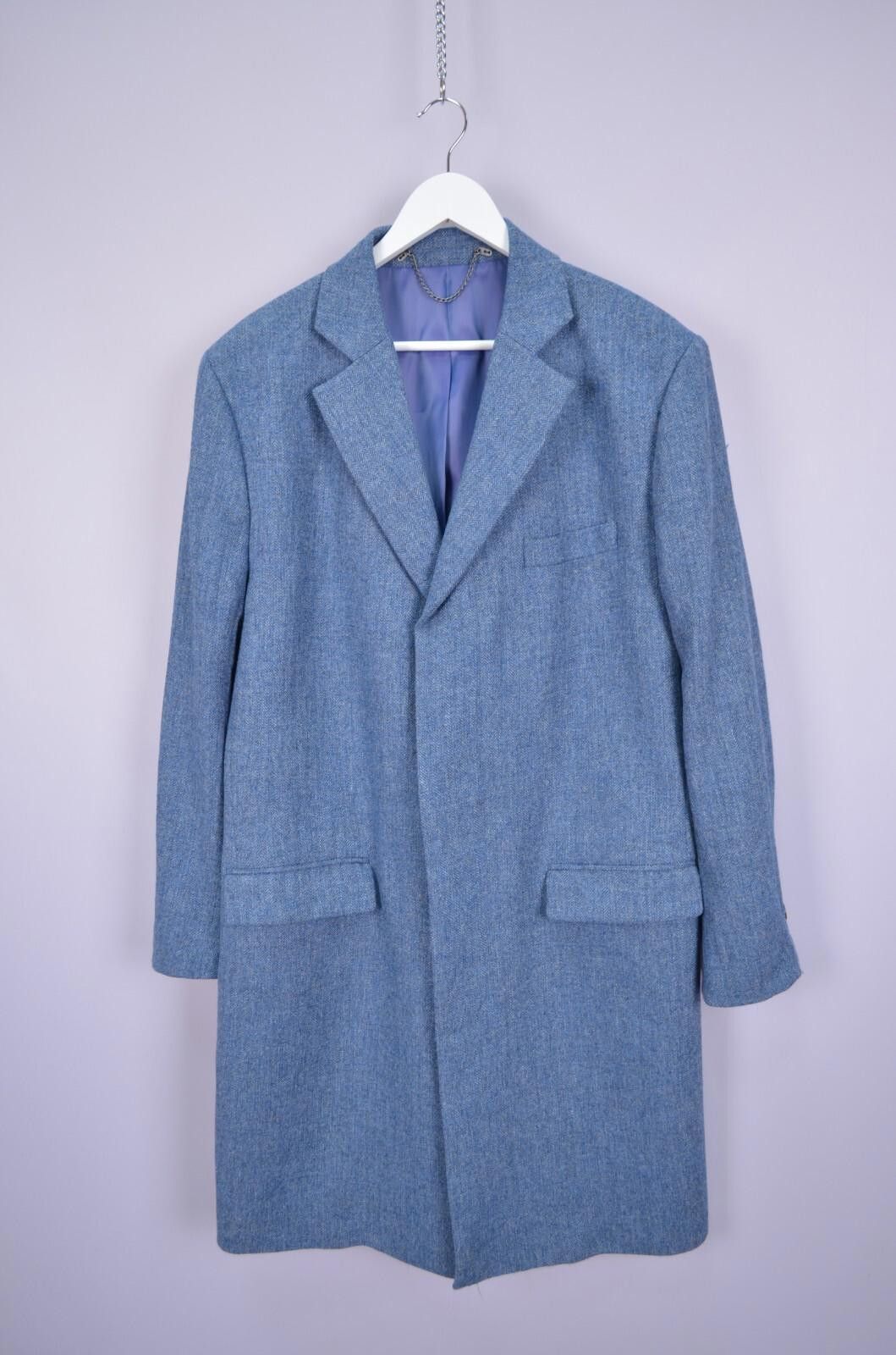 Designer Samuel Windsor 100% Wool Herringbone Blue Coat Jacket Sz 40" Size US L / EU 52-54 / 3 - 2 Thumbnail