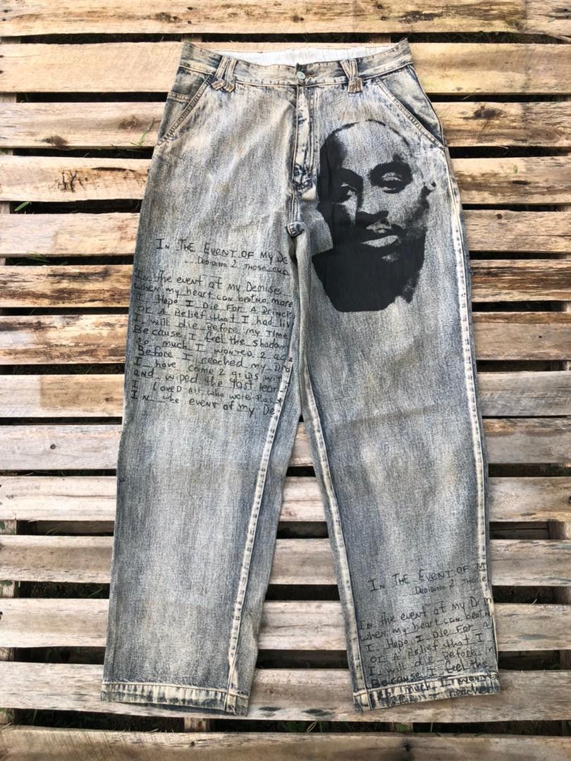 Makaveli × Vintage Vintage Makaveli Tupac Shakur Denim Jeans Size US 32 / EU 48 - 1 Thumbnail
