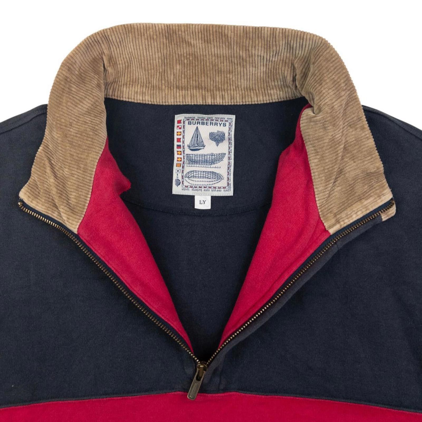 Burberry Vintage Burberry Q Zip Striped Sweatshirt Size L Size US L / EU 52-54 / 3 - 3 Thumbnail