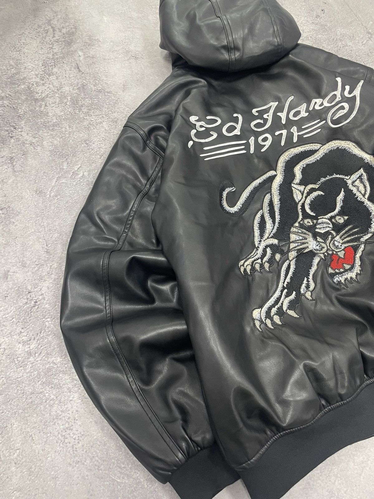 Y2K Vintage leather ed hardy jacket