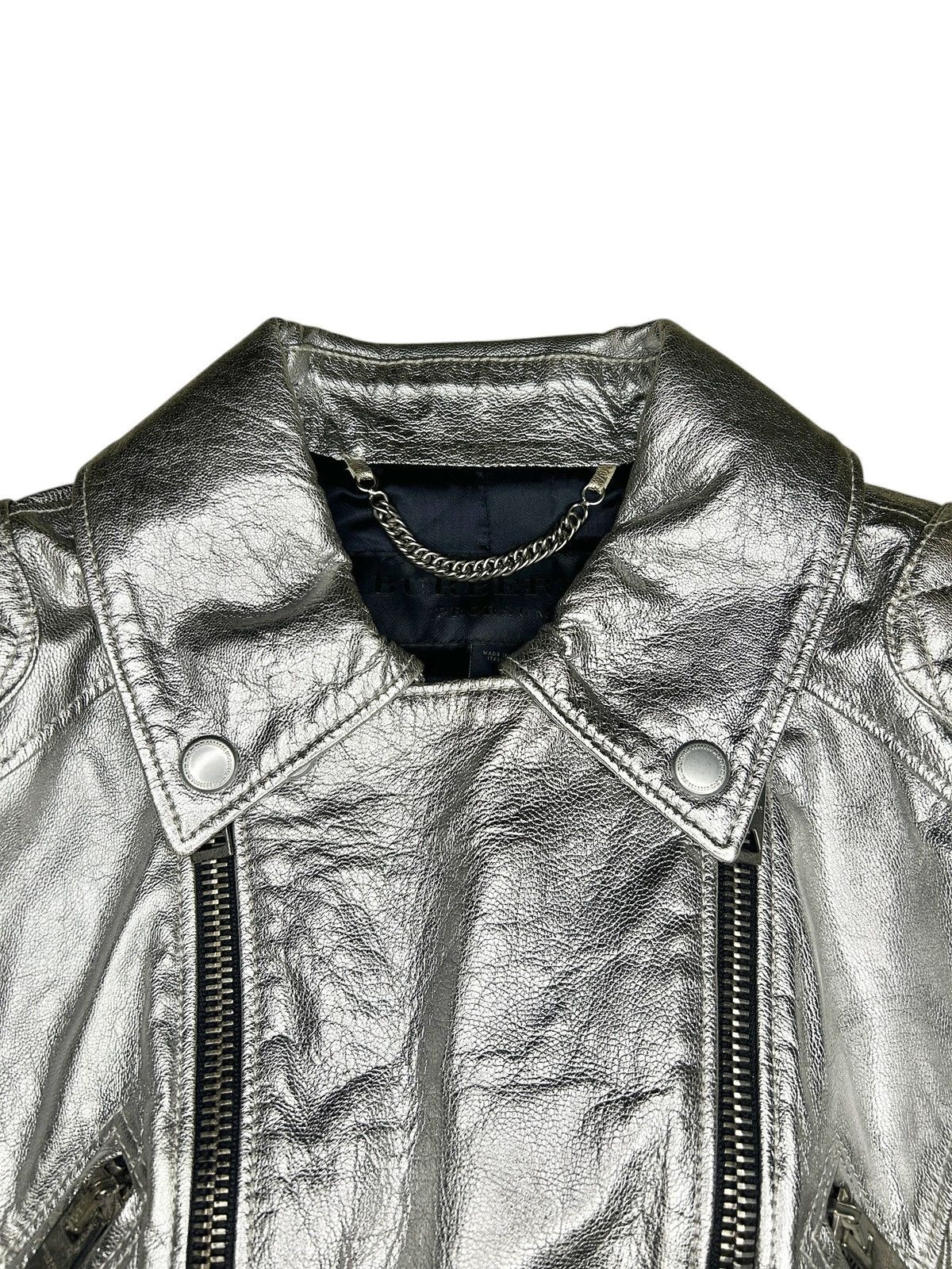 Burberry Prorsum S/S 11 Silver Quilted Moto Jacket Size M / US 6-8 / IT 42-44 - 4 Thumbnail