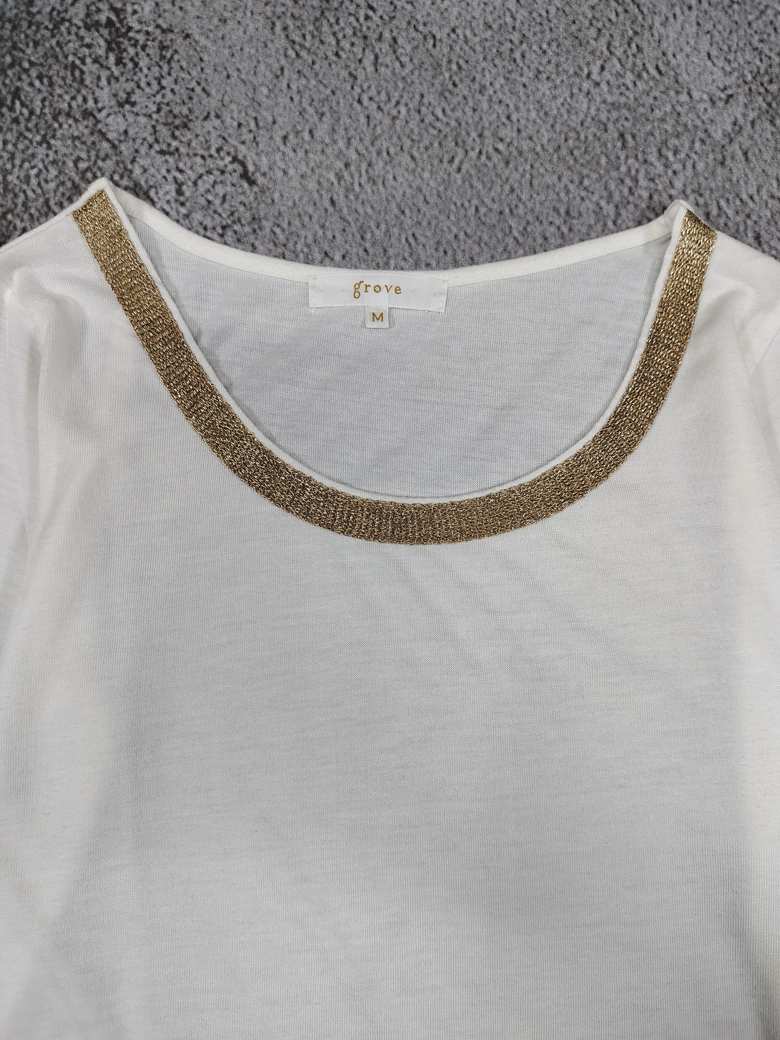Japanese Brand GROVE🇯🇵 Gold Trim Scoop Neck Rayon Blend Long Sleeve Size M / US 6-8 / IT 42-44 - 7 Thumbnail