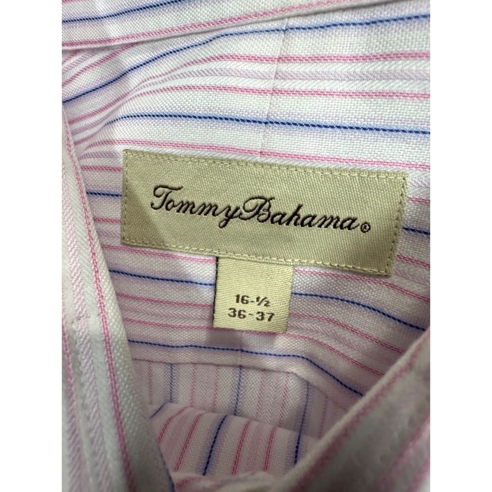 Tommy Bahama Tommy Bahama Shirt Mens Long Sleeve Button-Up Sz 16.5 Pink Stripe Cotton Size US XL / EU 56 / 4 - 6 Thumbnail