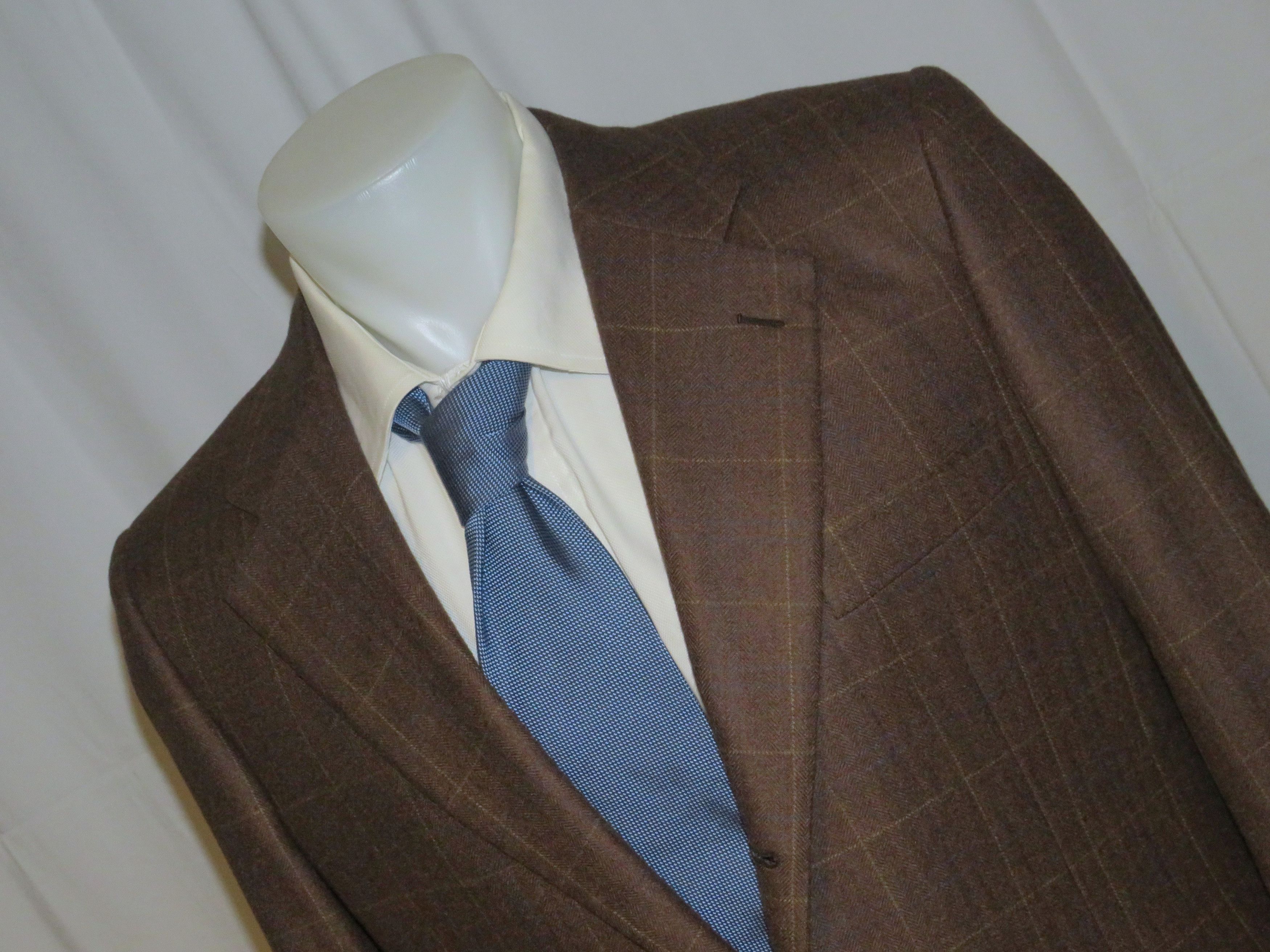 Franck Namani 100% Cashmere Brown Windowpane Three Roll Two Sport Coat 42R Size 42R - 4 Thumbnail