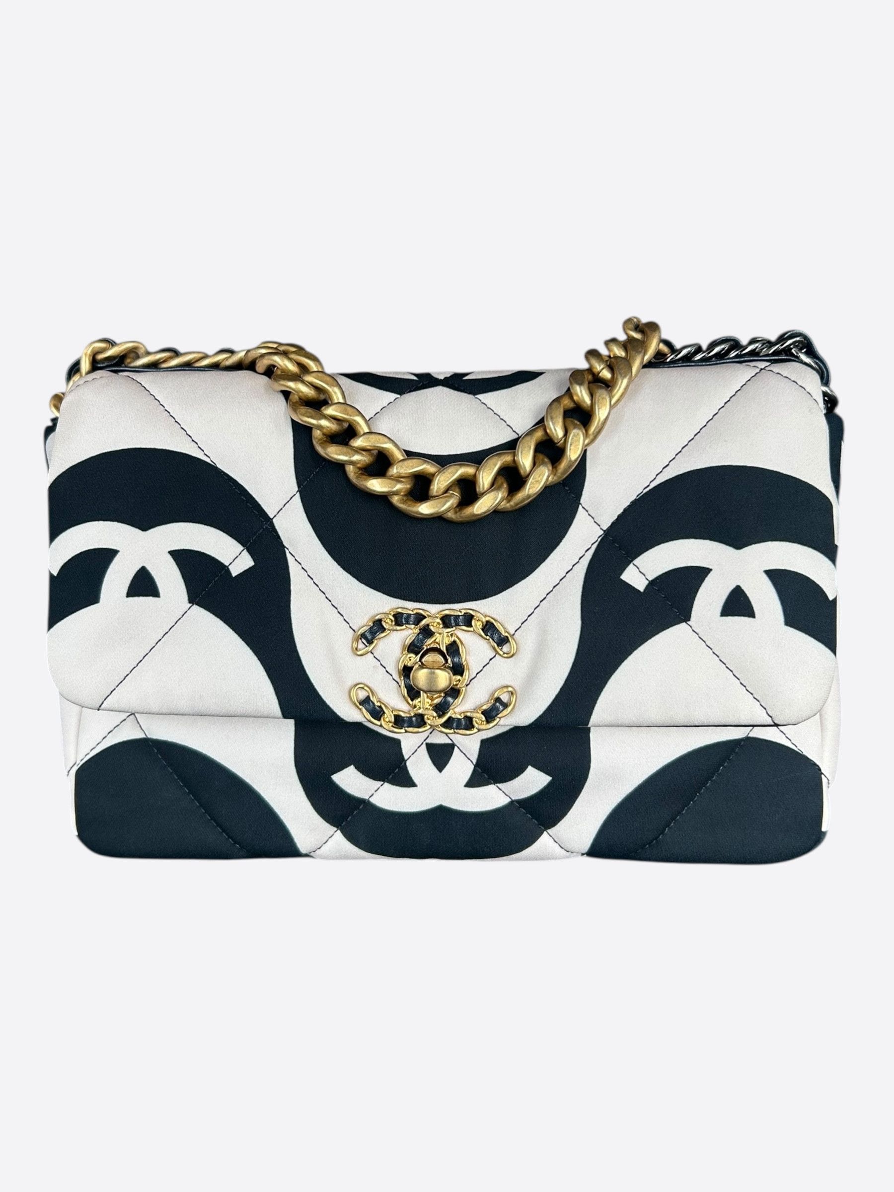 Chanel Chanel Black & White CC Fabric Medium 19 Flap Bag Size ONE SIZE - 1 Thumbnail