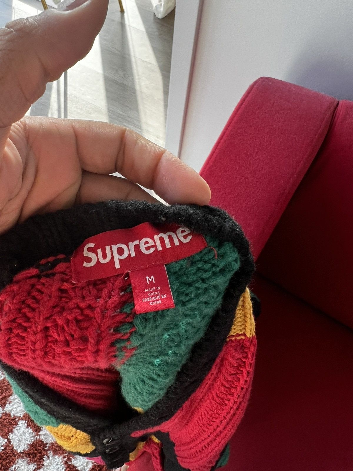 トップス Supreme Patchwork Cable Knit Cardigan Supreme Patchwork Cable Knit Cardigan Black Men's - FW23 - US