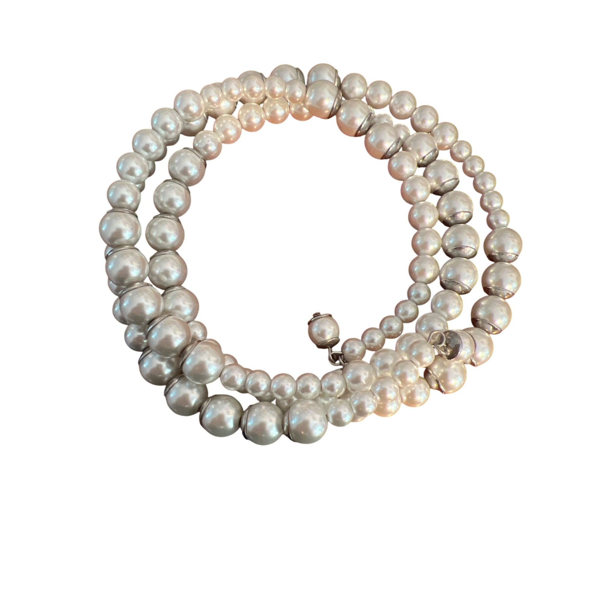 Other Cato Faux Pearl Memory Wire Choker Necklace Silver Tone Laye Size ONE SIZE - 3 Thumbnail