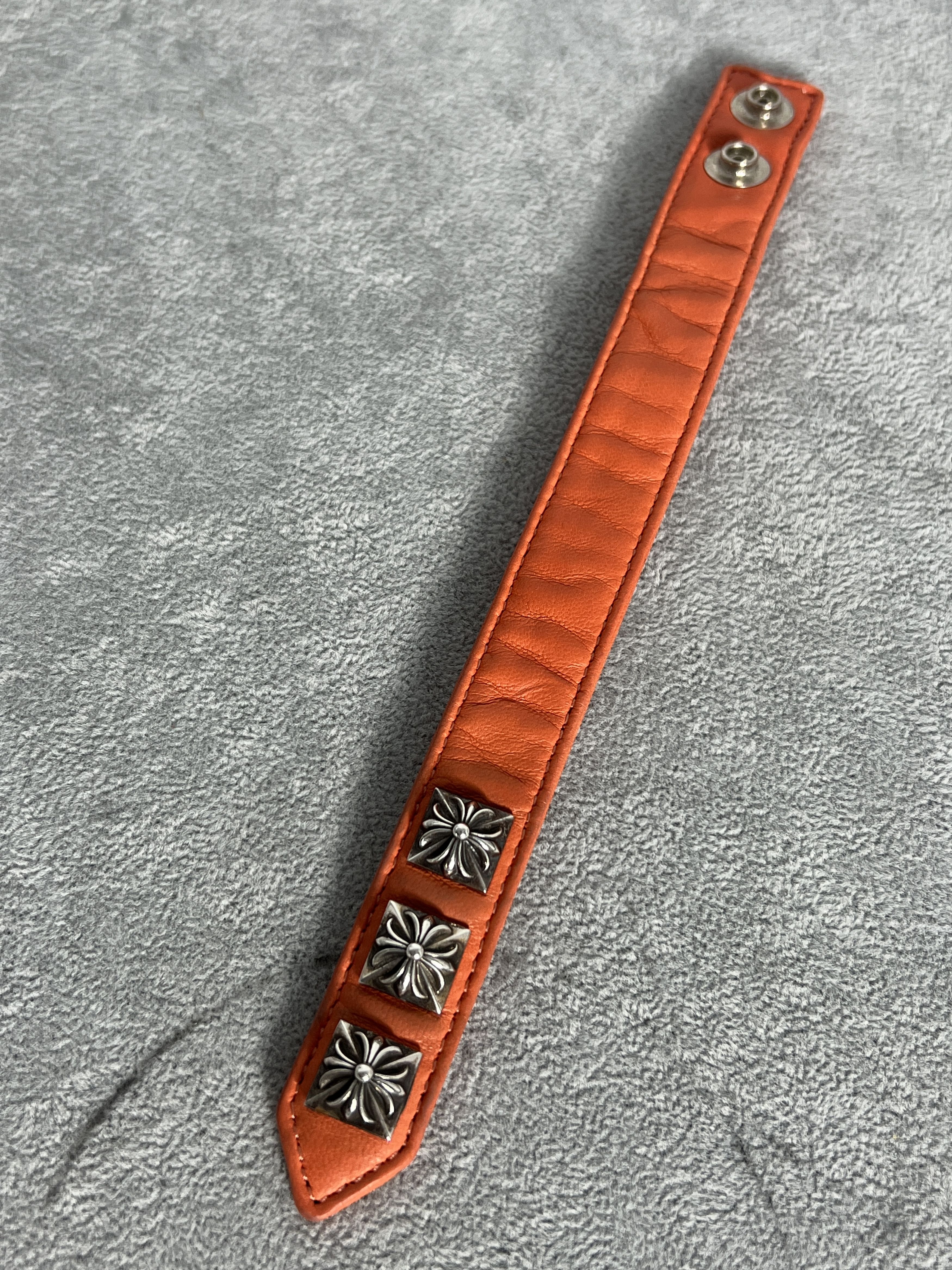 Chrome Hearts Chrome Hearts Orange Leather Bracelet Floral Stud 925 Size ONE SIZE - 9 Thumbnail