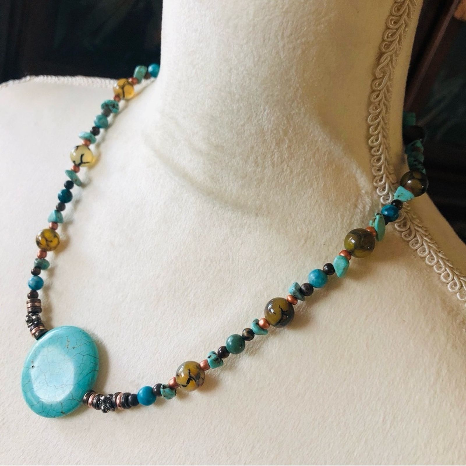 Handmade Handcrafted southwest style genuine stone necklace Size ONE SIZE - 4 Thumbnail