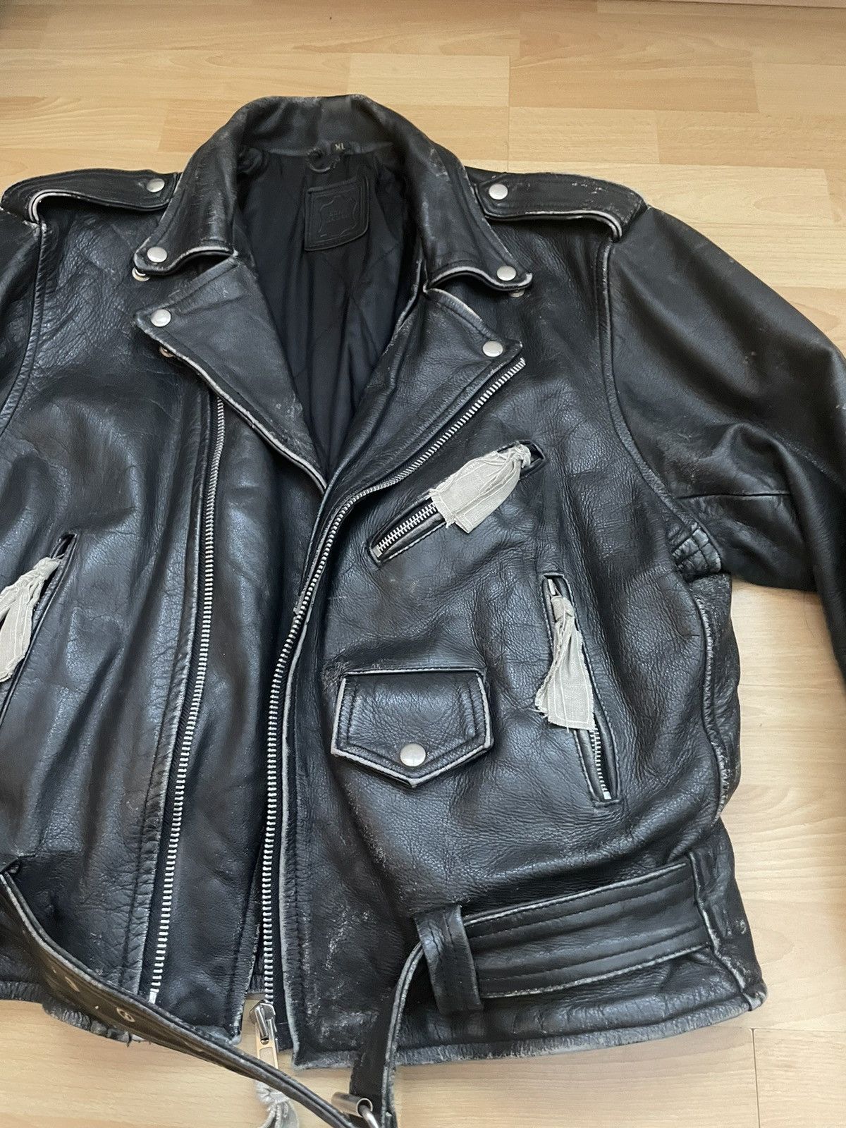 Vintage Vintage Black leather biker Jacket Size US XL / EU 56 / 4 - 5 Thumbnail
