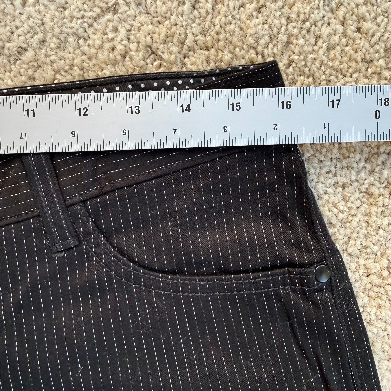 Hot Topic Social Collision Pinstripe Pants 32 Slim Stretch Black Goth Size 32" / US 10 / IT 46 - 5 Thumbnail