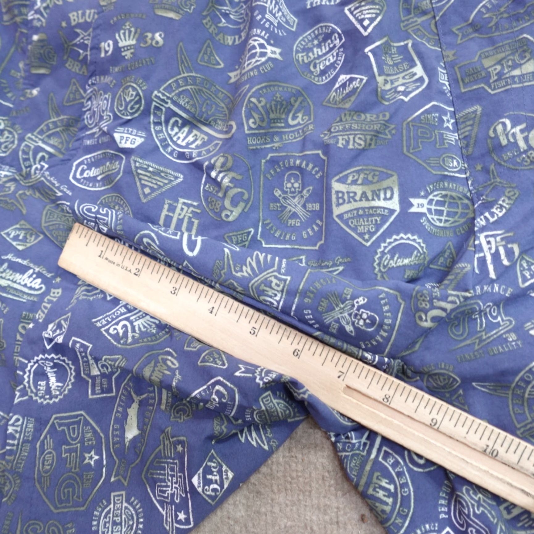 Gloverall Columbia PFG Swim Shorts L Blue Floral Nylon Lined 7" Swim Bottom Mens Size US 33 - 4 Thumbnail