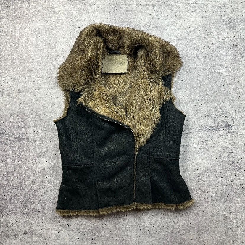 Ed Hardy Ed Hardy Faux Fur Vest Tattoo Rose Back My True Love Size L / US 10 / IT 46 - 2 Thumbnail