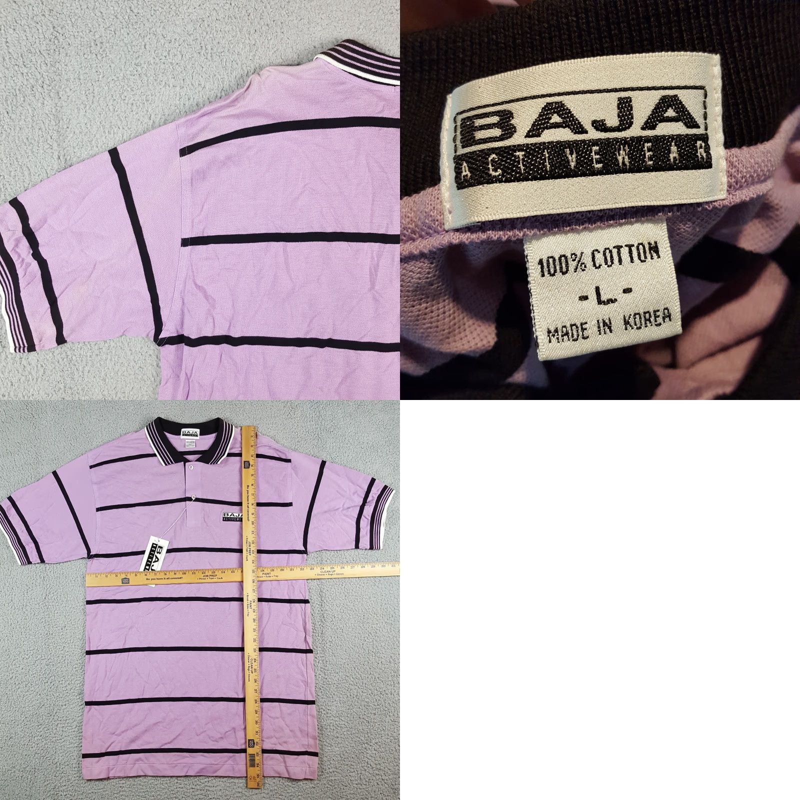 Vintage Vintage Baja Polo Shirt Mens Size L Striped Purple Skater Preppy 90s Surf Collar Casual Shirt Size US L / EU 52-54 / 3 - 8 Thumbnail
