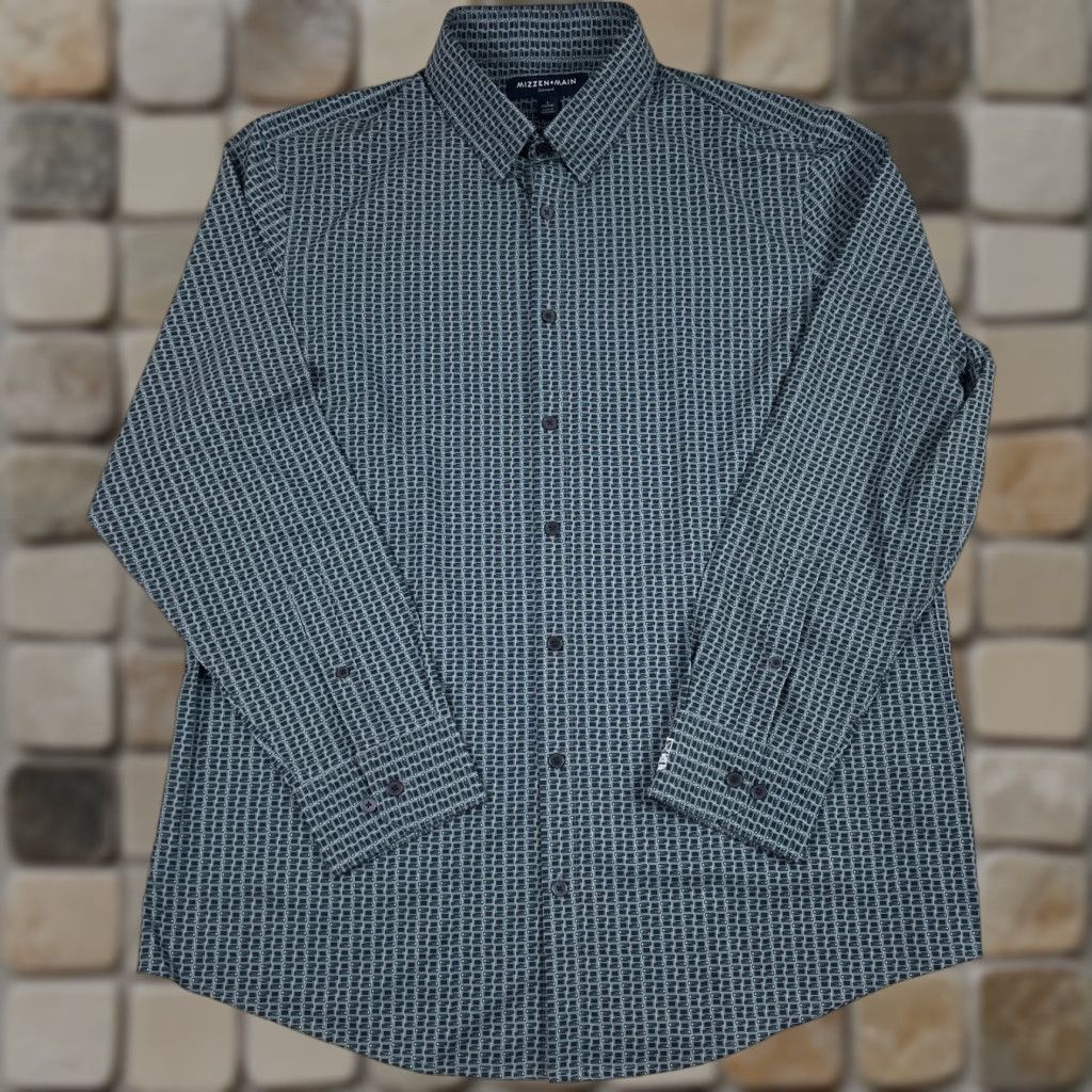 Mizzen+Main Mizzen+Main Shirt Men Large Blue Leeward Geometric Button Up Golf Golfer Stretch Size US L / EU 52-54 / 3 - 1 Thumbnail