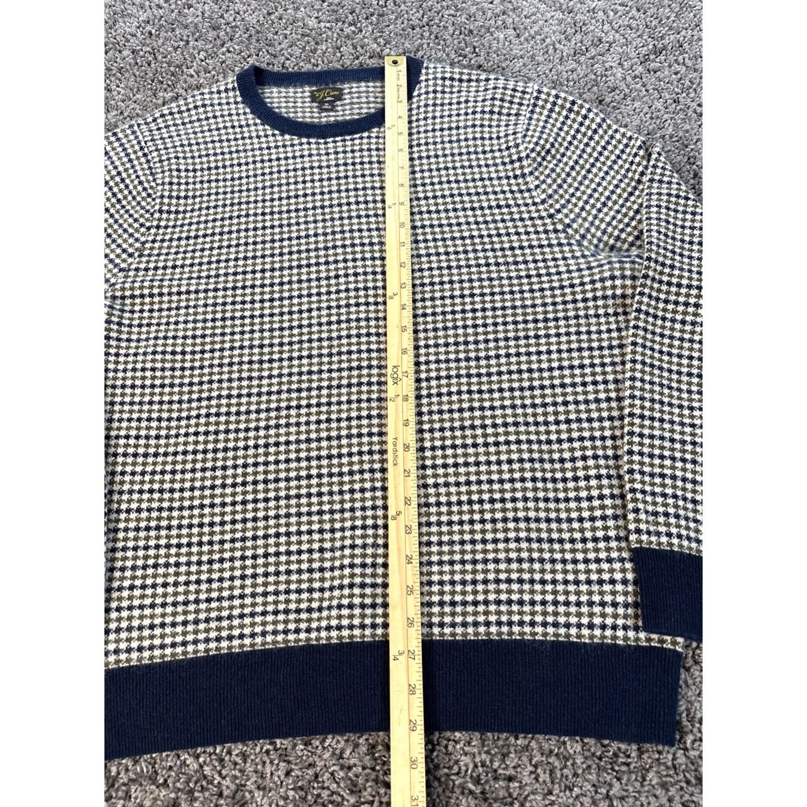 J.Crew J.Crew Sweat er Crewneck XL Green 100% Cashmere Houndstooth Men Pullover Size US XL / EU 56 / 4 - 2 Thumbnail