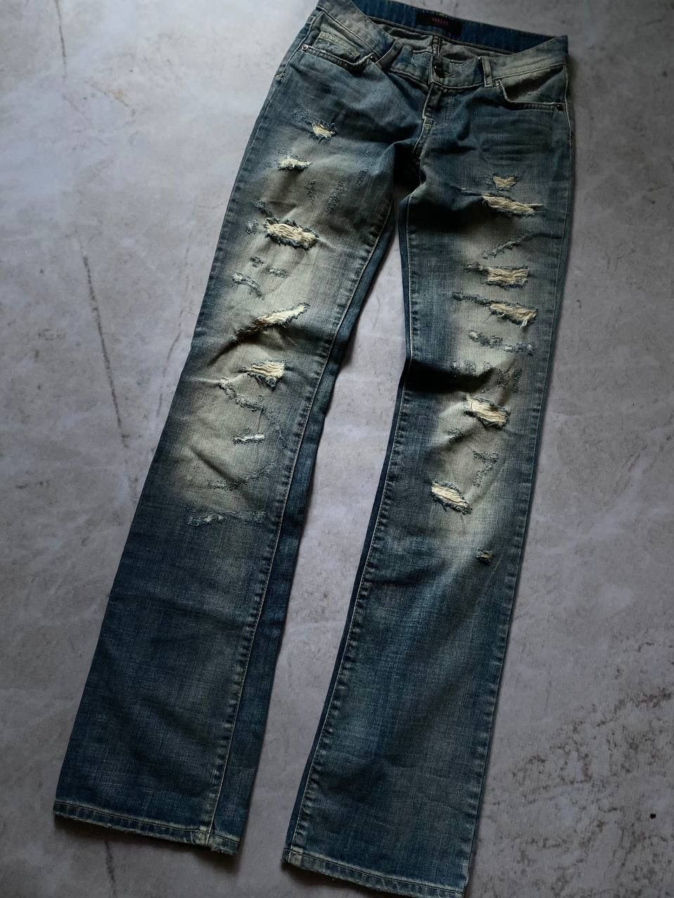 Versace × Versus Versace Vintage Versus Versace Y2K Distressed Jeans Denim Pants Rare Size US 31 - 1 Thumbnail
