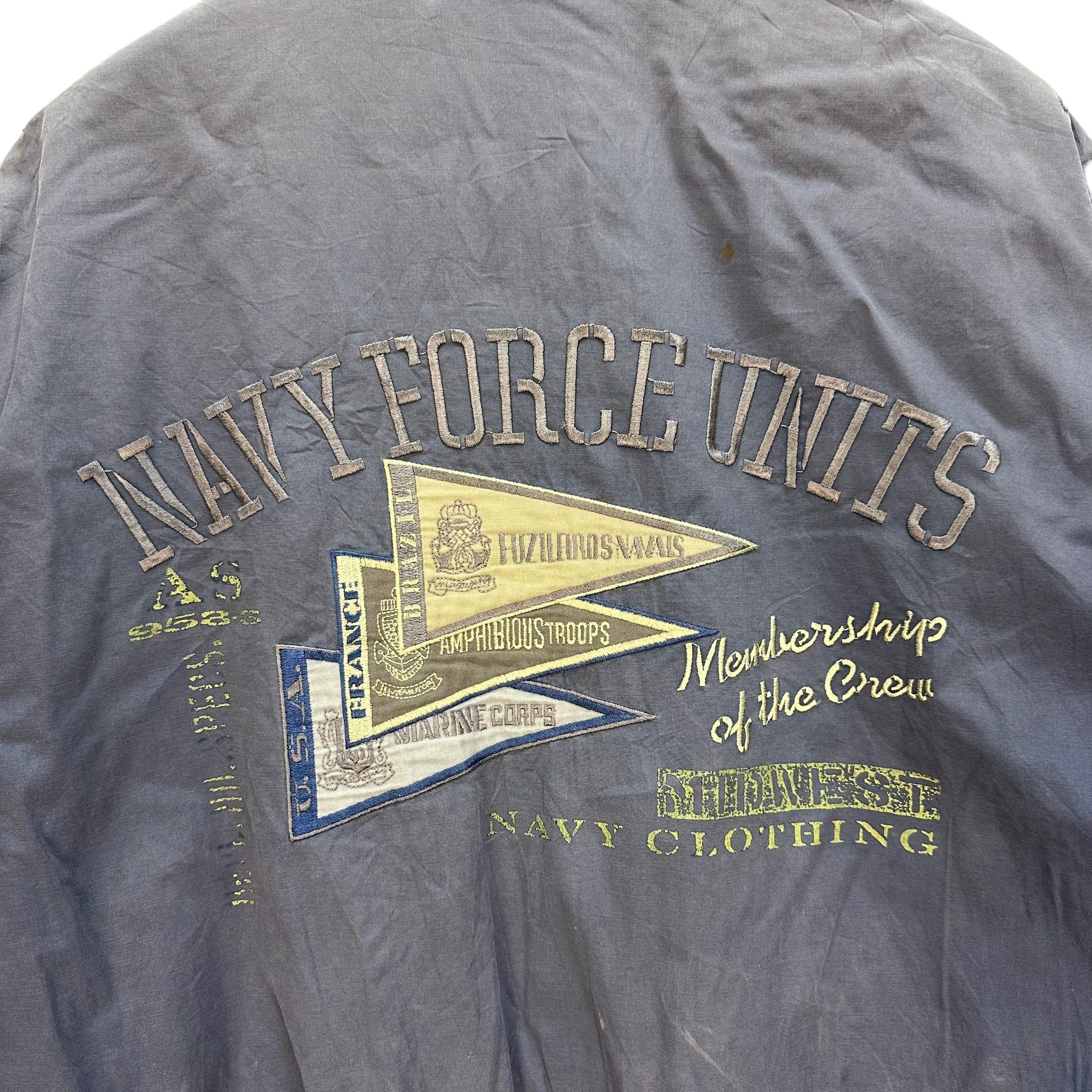 Vintage TRASHED🔥 MIDWEST NAVY FORCE UNITS BOMBER JACKET #7753-168 Size US XL / EU 56 / 4 - 2 Thumbnail