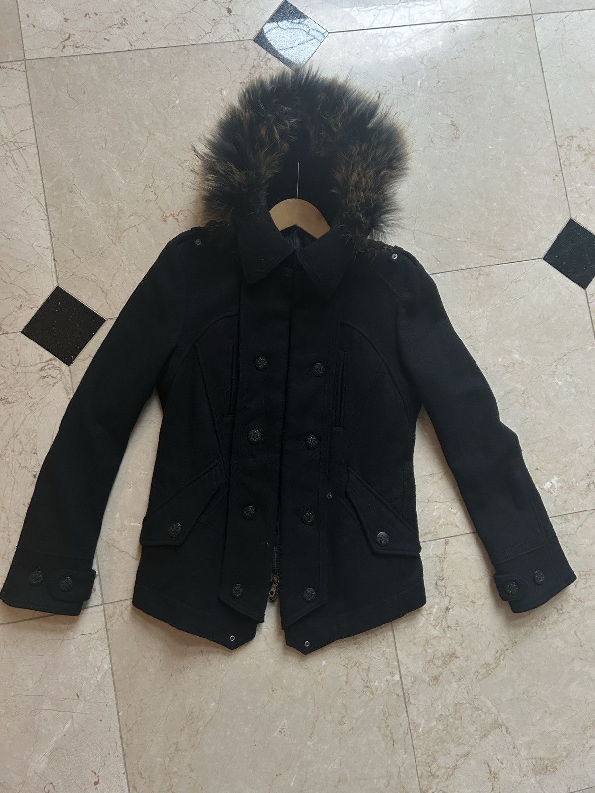 PPFM Medium PPFM Napoleon Black Wool Coat Fur Jacket Size US M / EU 48-50 / 2 - 10 Thumbnail