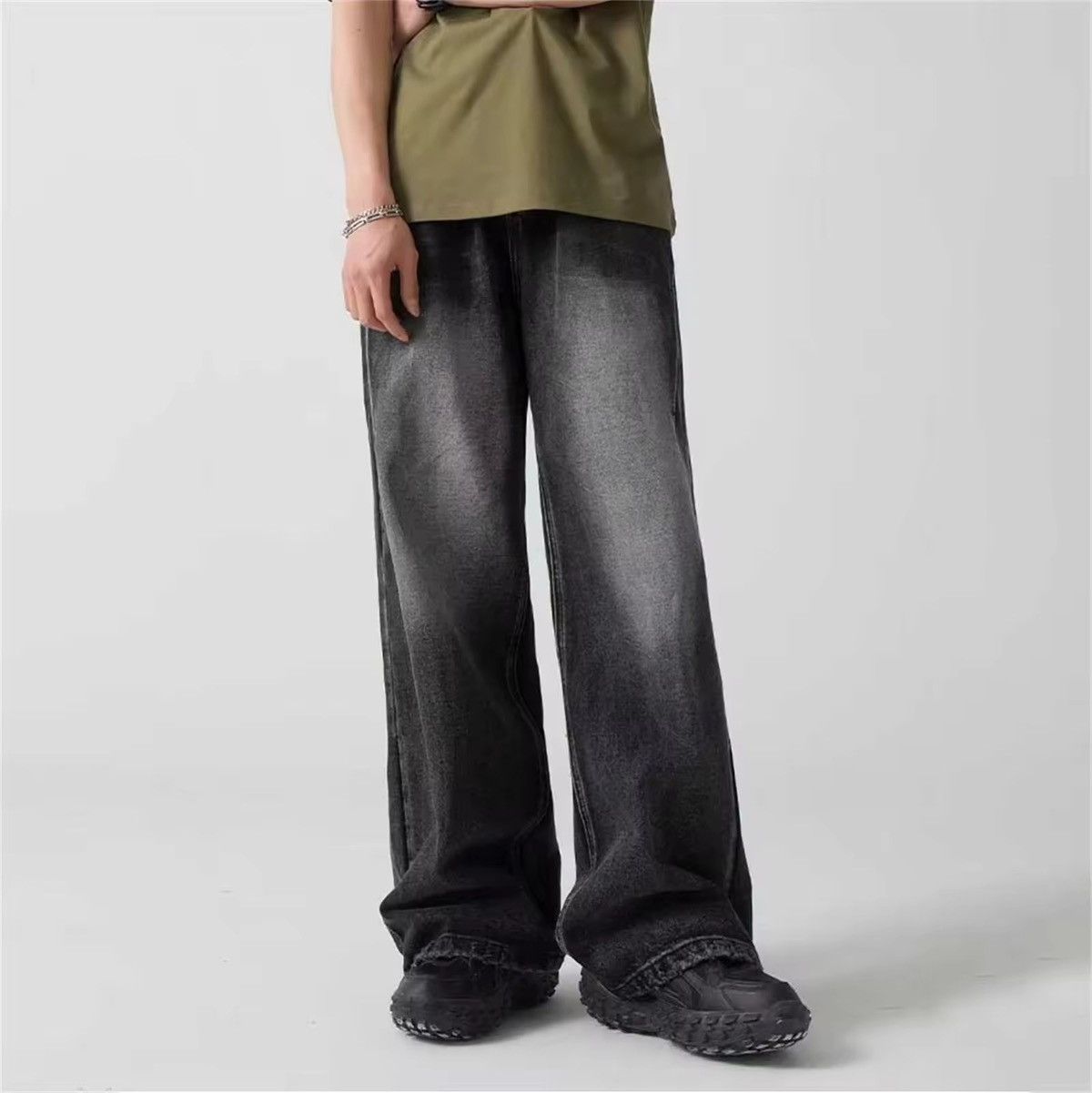 Jean × Vintage Washed Gray Straight Streetwear Jeans Y2k Vintage Size US 30 / EU 46 - 4 Thumbnail