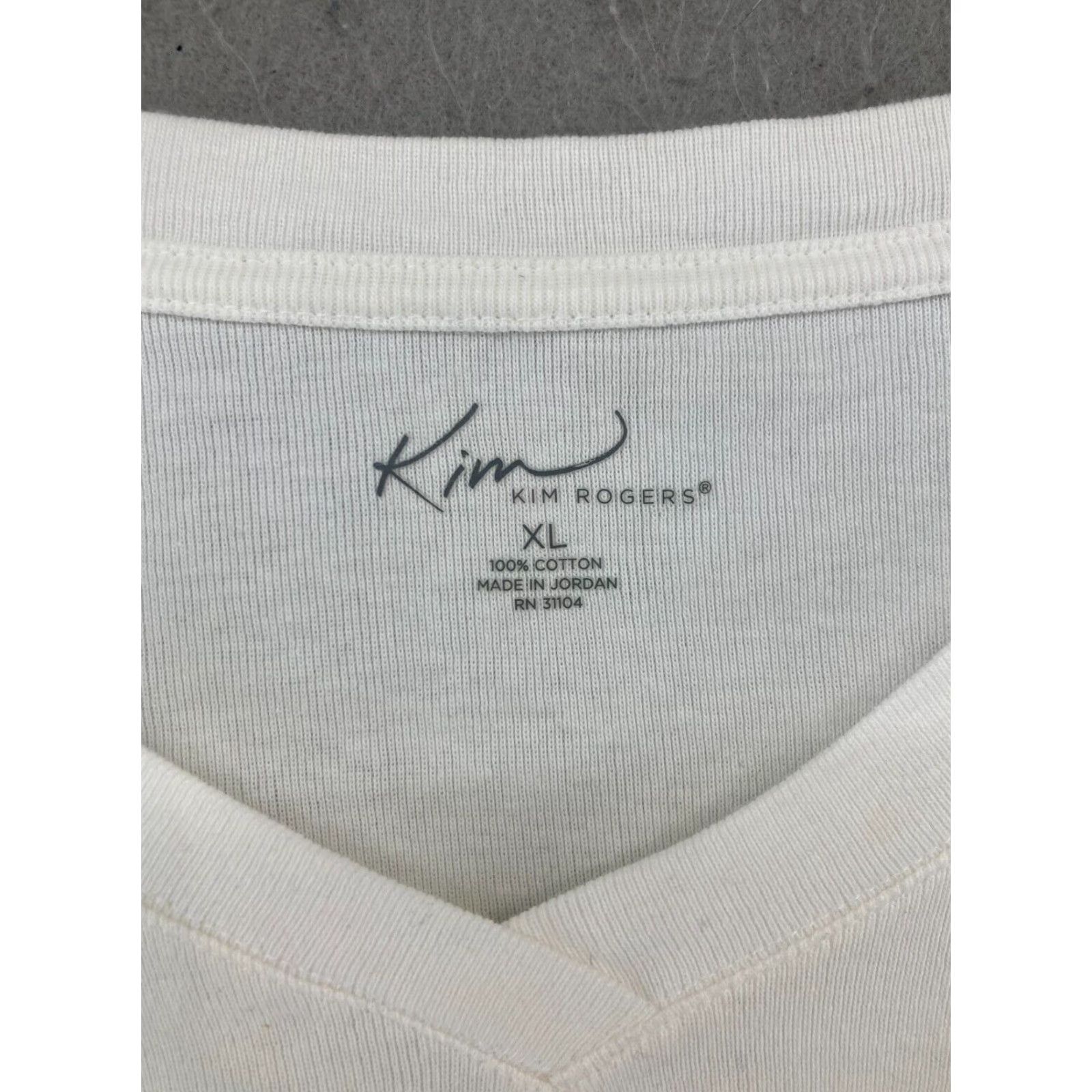 Vintage Kim Rogers Women's Blouse XL White V-Neck 3/4 Sleeve Solid Casual Classic Size XL / US 12-14 / IT 48-50 - 5 Thumbnail