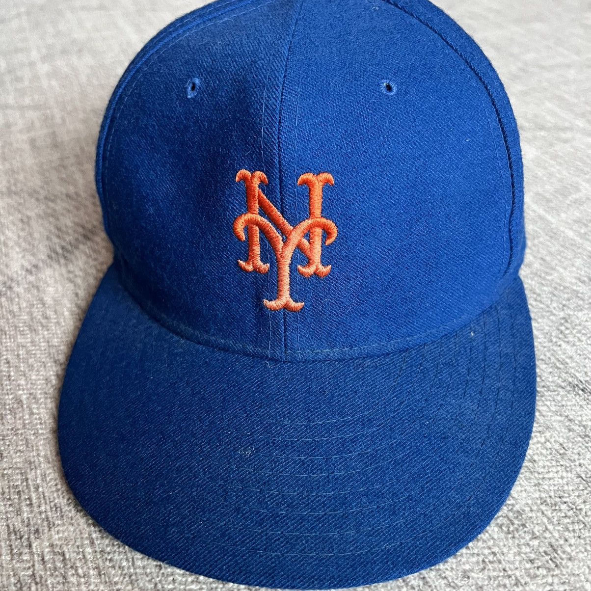 New Era Vintage 1990s New Era NY Mets Blue Baseball Wool Hat 7 1/8 Size ONE SIZE - 2 Thumbnail