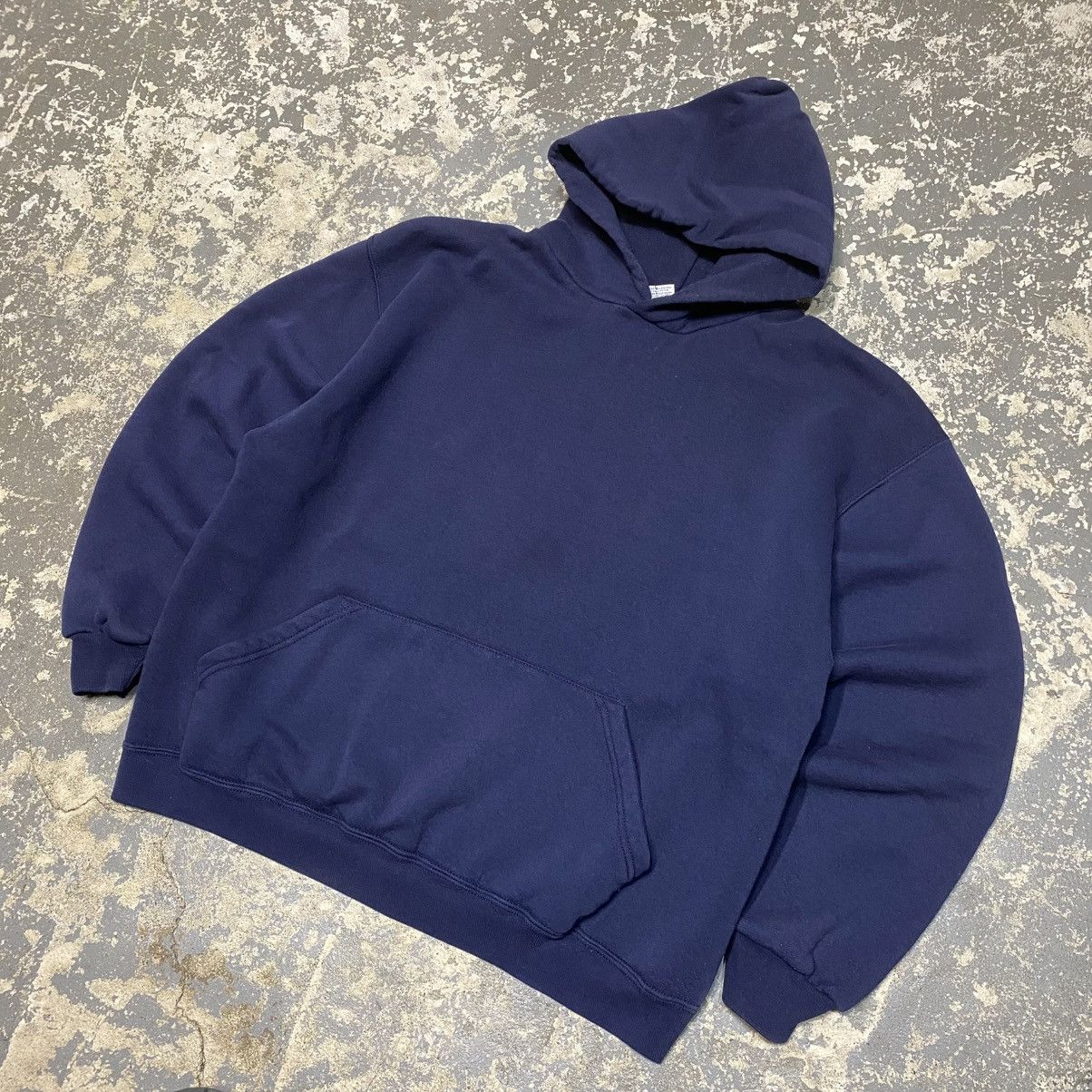 Russell Athletic × Vintage Vintage Russell Athletic Navy Boxy Hoodie Sweatshirt Size US L / EU 52-54 / 3 - 2 Thumbnail