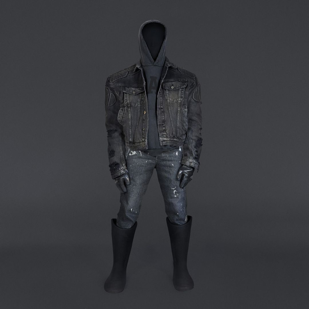 ジャケット・アウター Yeezy gap denim jacket yzy XS grey black Yeezy Gap Engineered by Balenciaga Padded Denim Jacket Grey