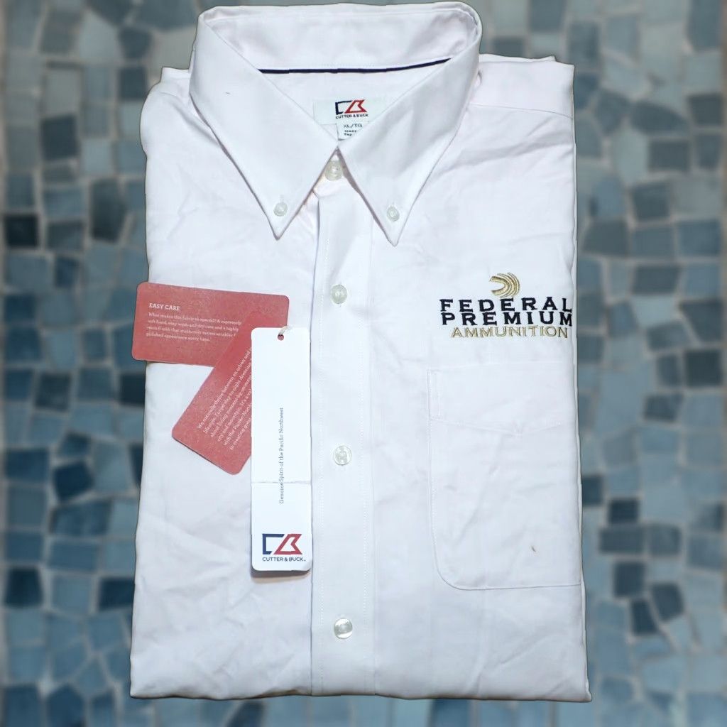 Cutter & Buck Cutter & Buck NWT Mens XL Nailshead Dress Shirt XL 52 White Cotton Blend Embroidered Button Chest Pocket Embroidered Lightweight Easy Care Size US XL / EU 56 / 4 - 1 Thumbnail