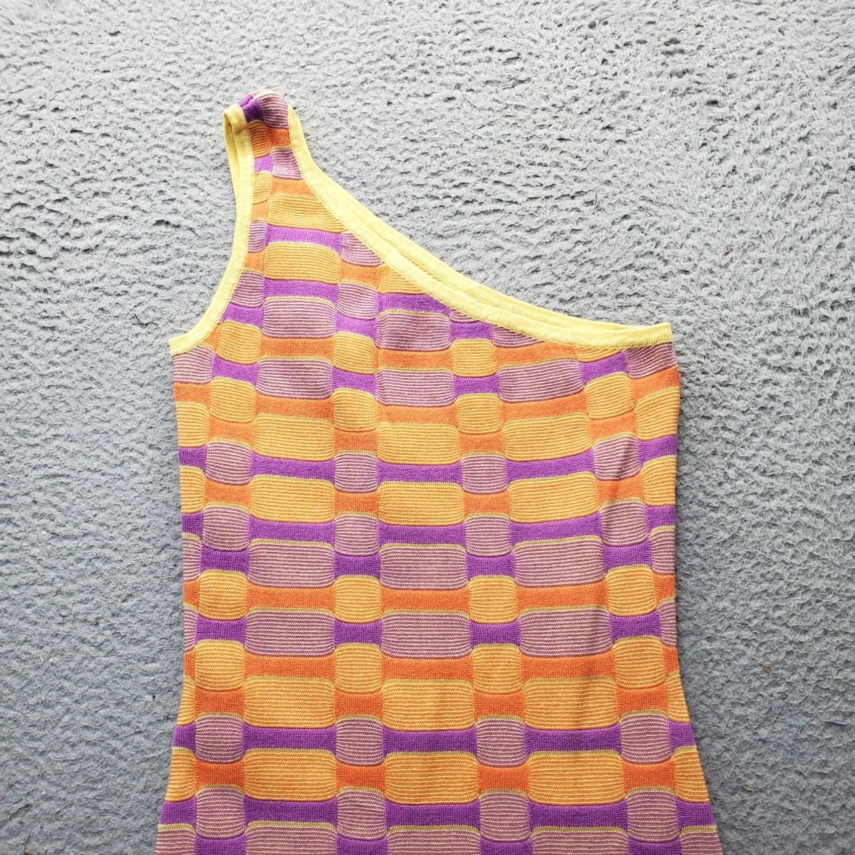 Cotton On Cotton On Mini Dress Womens XS Multicolor Geometric Knitted One Shoulder Sleeveless Size XS / US 0-2 / IT 36-38 - 3 Thumbnail